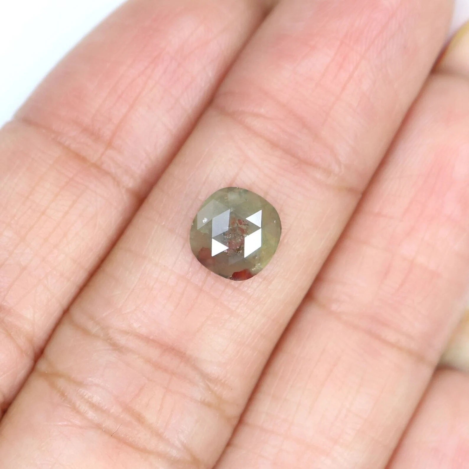 1.02 CT Natural Loose Cushion Diamond Grey Green Color Cushion Diamond 7.00 MM Natural Loose Diamond Cushion Shape Rose Cut Diamond NQ7797