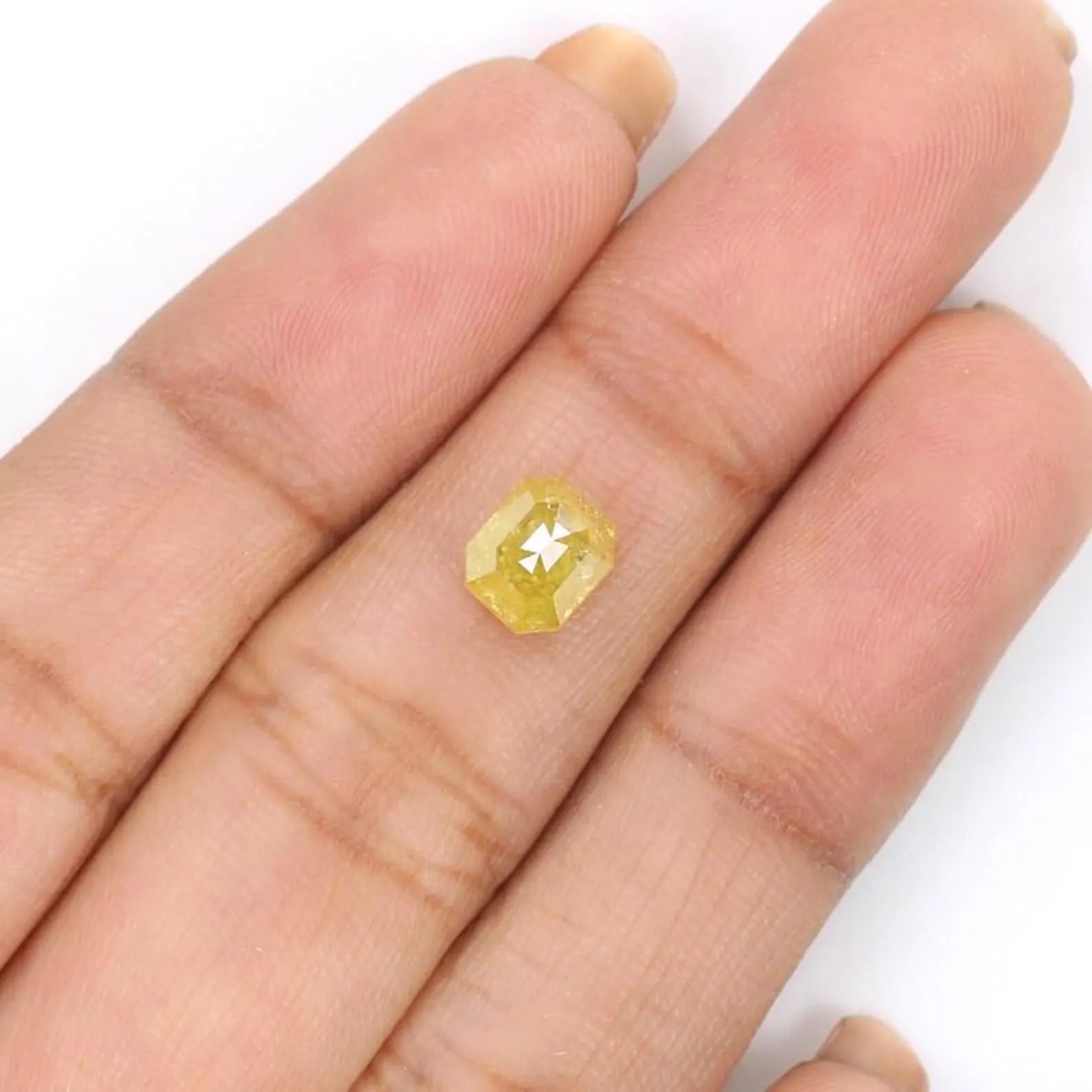1.34 CT Natural Loose Emerald Shape Diamond Yellow Color Emerald Diamond 6.35 MM Natural Loose Yellow Color Emerald Rose Cut Diamond NQ1926