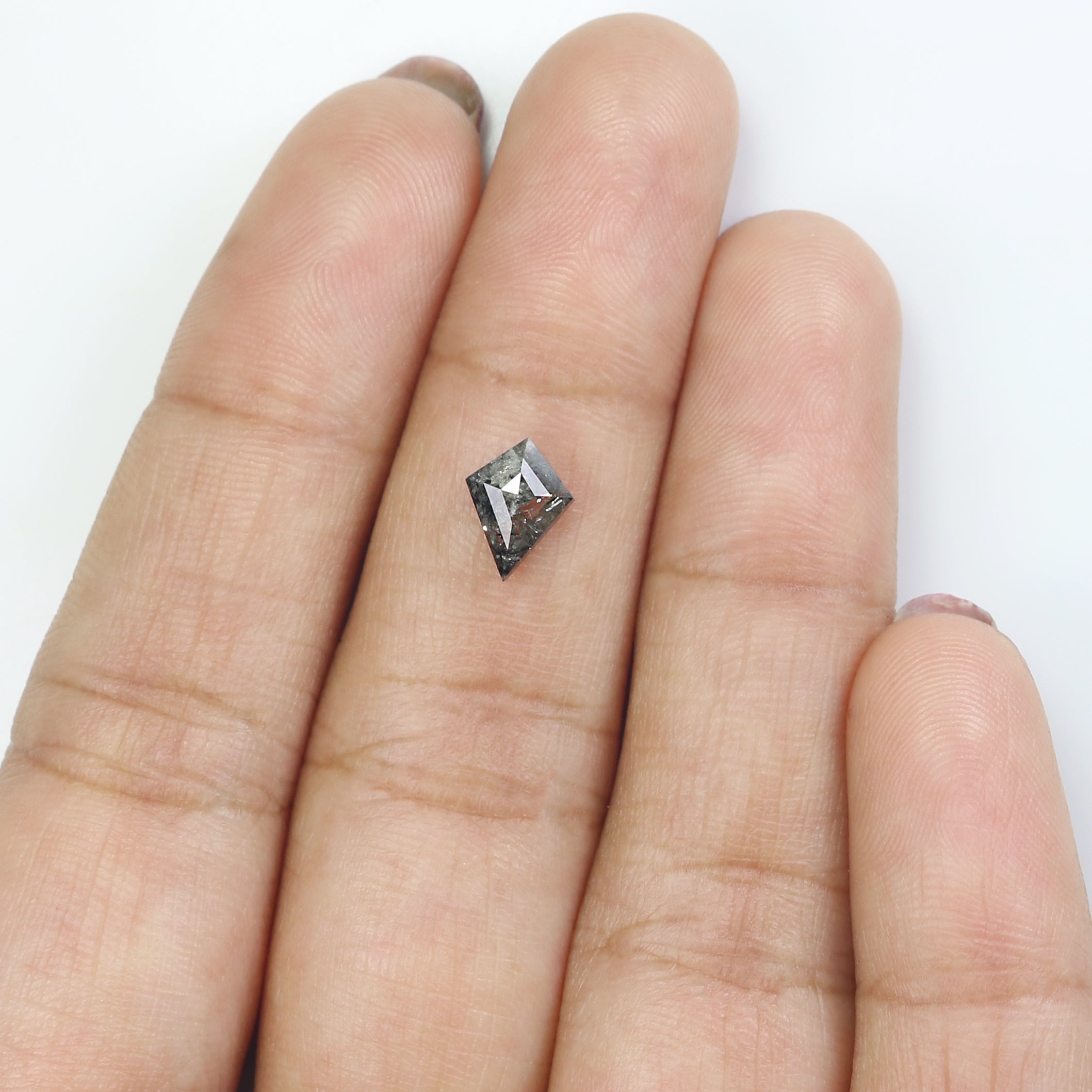 0.90 CT Natural Loose Kite Shape Diamond Salt And Pepper Kite Diamond 7.95 MM Natural Black Grey Color Diamond Kite Rose Cut Diamond N2607