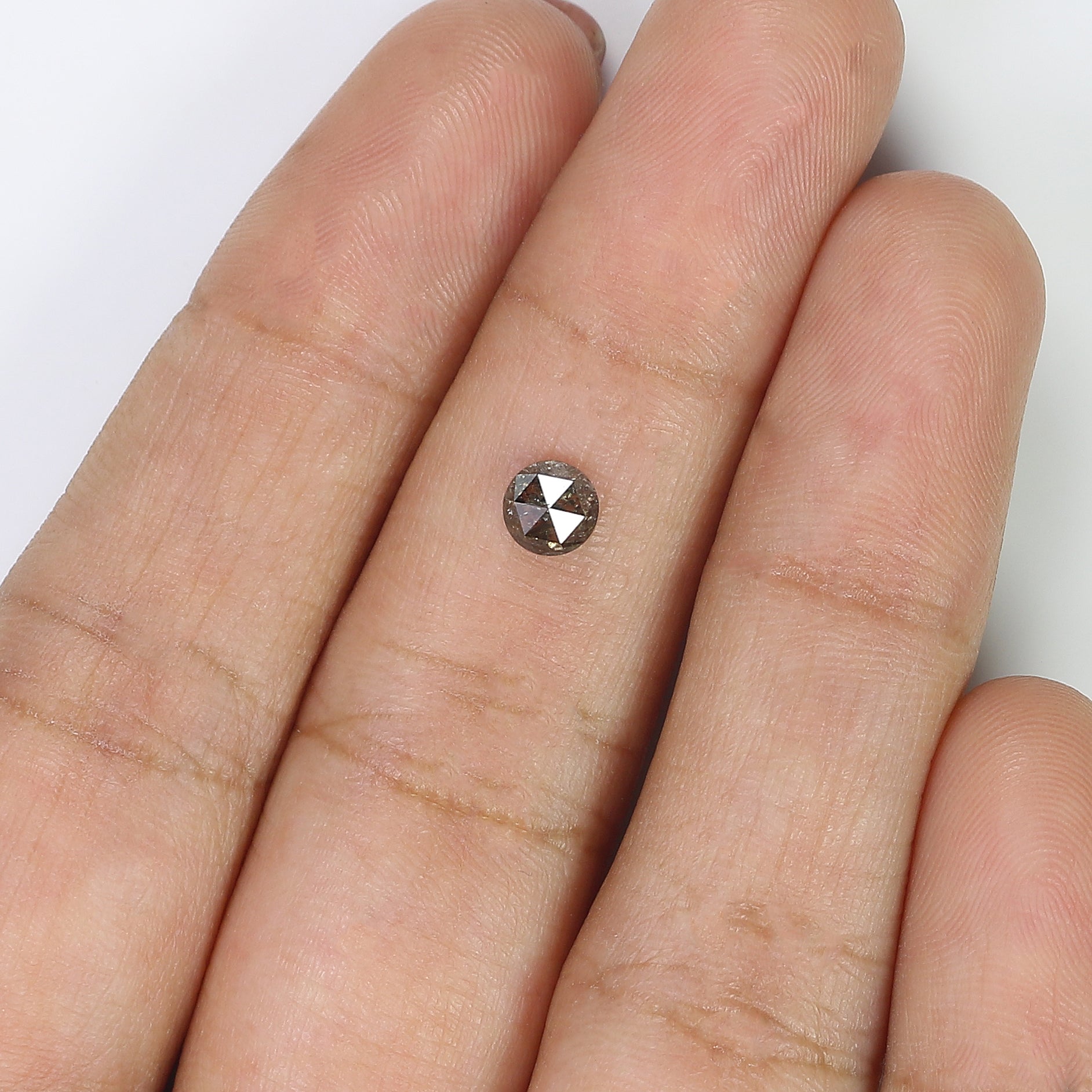 0.53 Ct Natural Loose Round Rose Cut Diamond Black Grey Color Rose Cut Diamond 4.60 MM Natural Loose Salt And Pepper Rose Cut Diamond QL7404