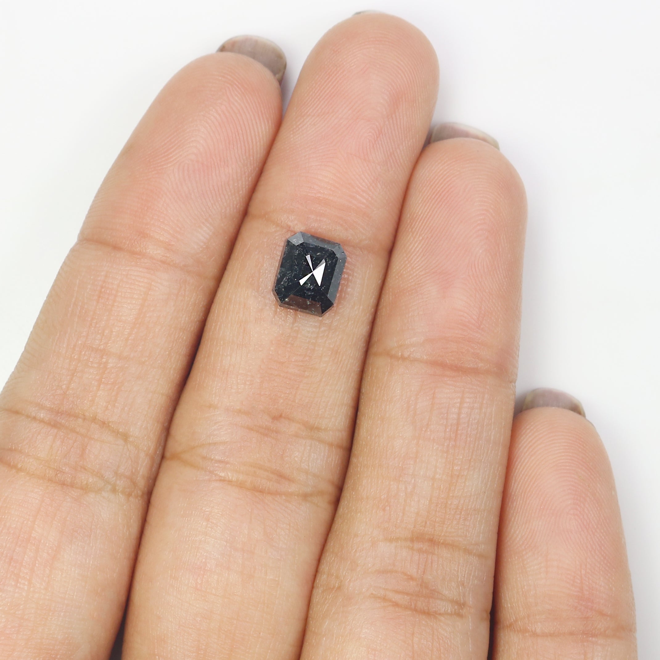 1.76 CT Natural Loose Emerald Shape Diamond Salt And Pepper Emerald Cut Diamond 7.10 MM Natural Black Grey Emerald Rose Cut Diamond LQ1325