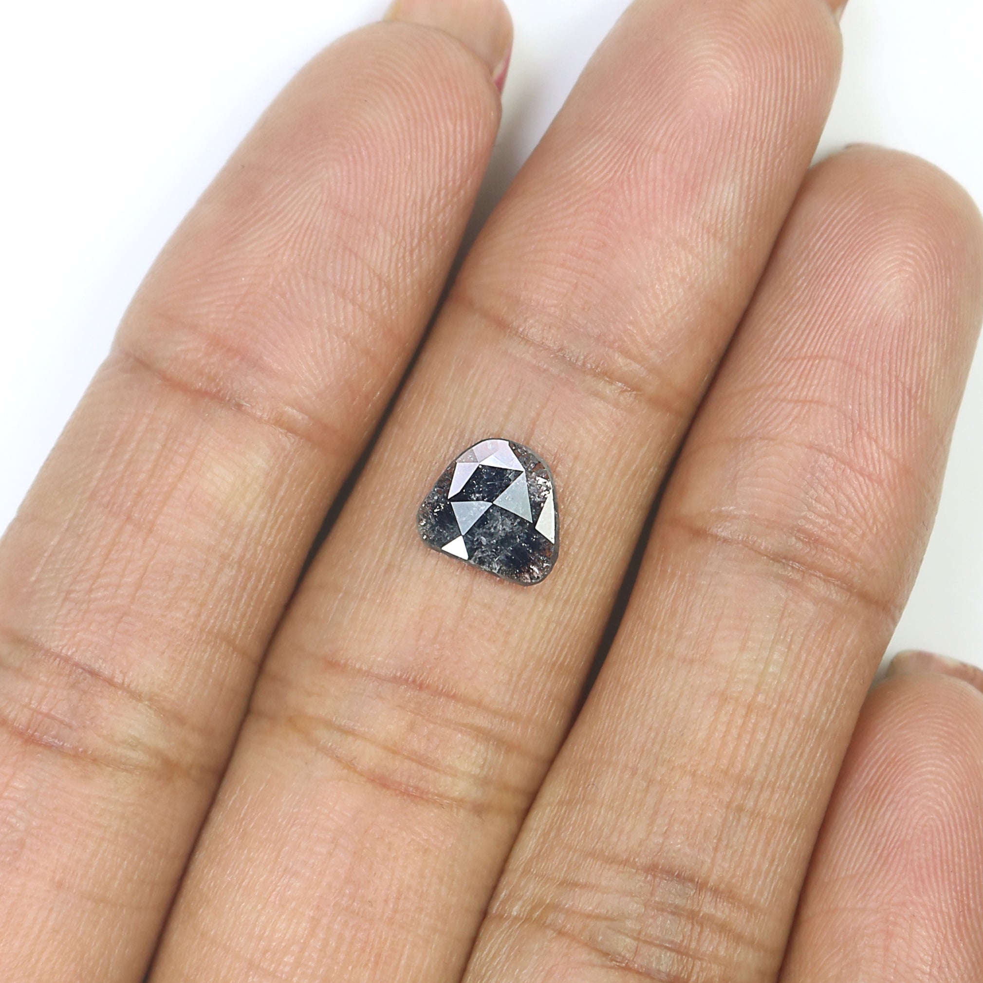 0.64 CT Natural Loose Slice Shape Diamond Salt And Pepper Slice Uncut Diamond 7.70 MM Natural Black Grey Slice Irregular Cut Diamond L3591