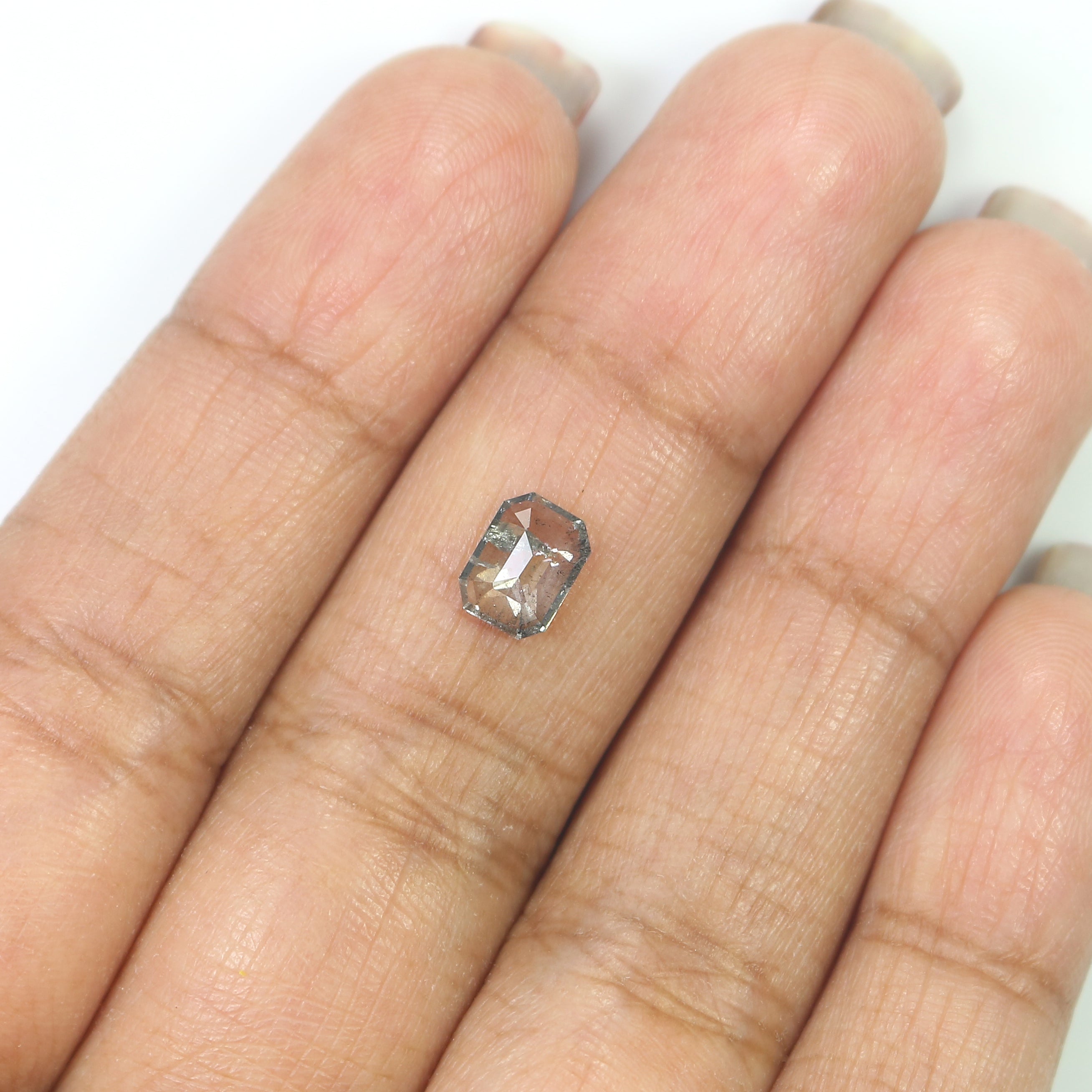 0.88 CT Natural Loose Emerald Shape Diamond Salt And Pepper Emerald Cut Diamond 6.75 MM Natural Black Grey Emerald Rose Cut Diamond LQ1424