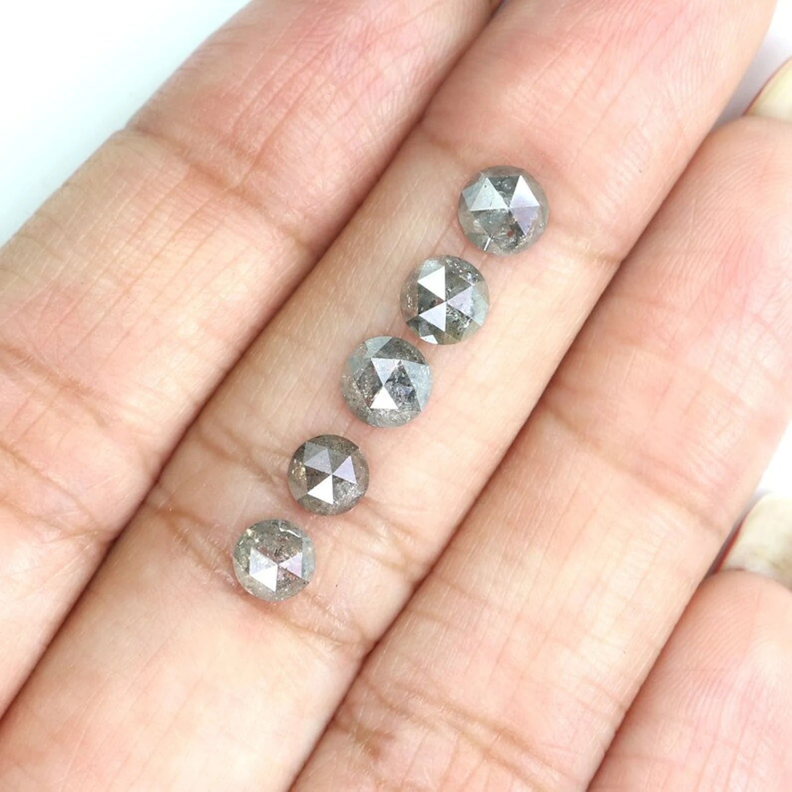 2.42 CT Natural Loose Round Rose Cut Diamond Salt And Pepper Round Shape Diamond 4.60 MM Natural Black Grey Color Rose Cut Diamond NQ2056