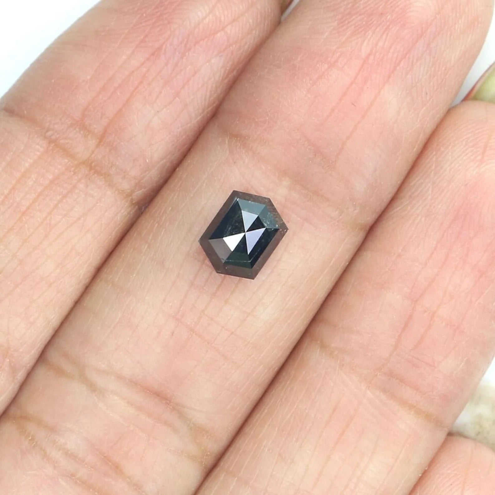 0.90 CT Natural Loose Hexagon Shape Diamond Black Color Hexagon Cut Diamond 6.45 MM Natural Loose Hexagon Shape Rose Cut Diamond NQ2036