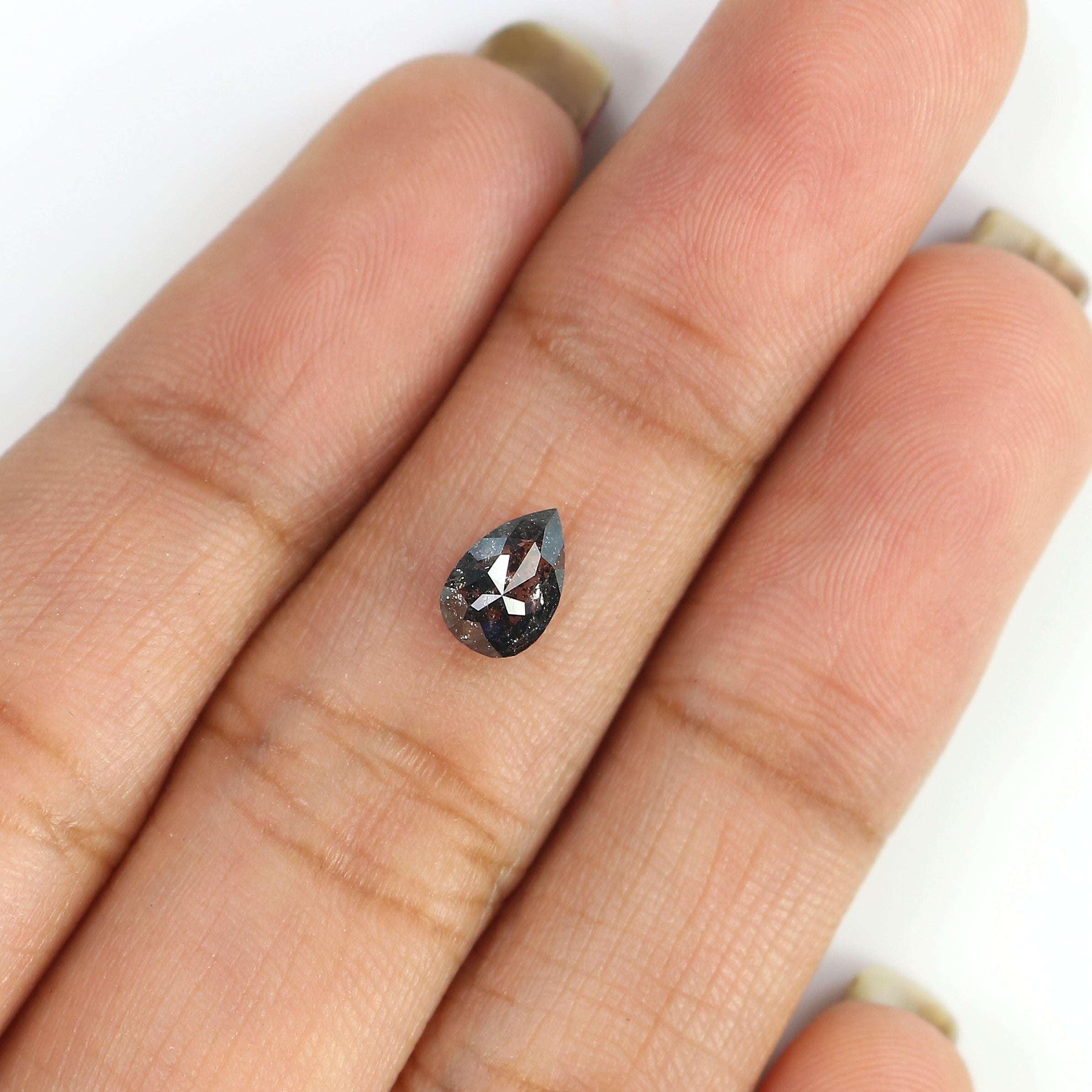 0.61 CT Natural Loose Pear Diamond Salt And Pepper Pear Diamond Natural Loose Diamond 6.70 MM Pear Rose Cut Diamond Pear Cut Diamond QL3026