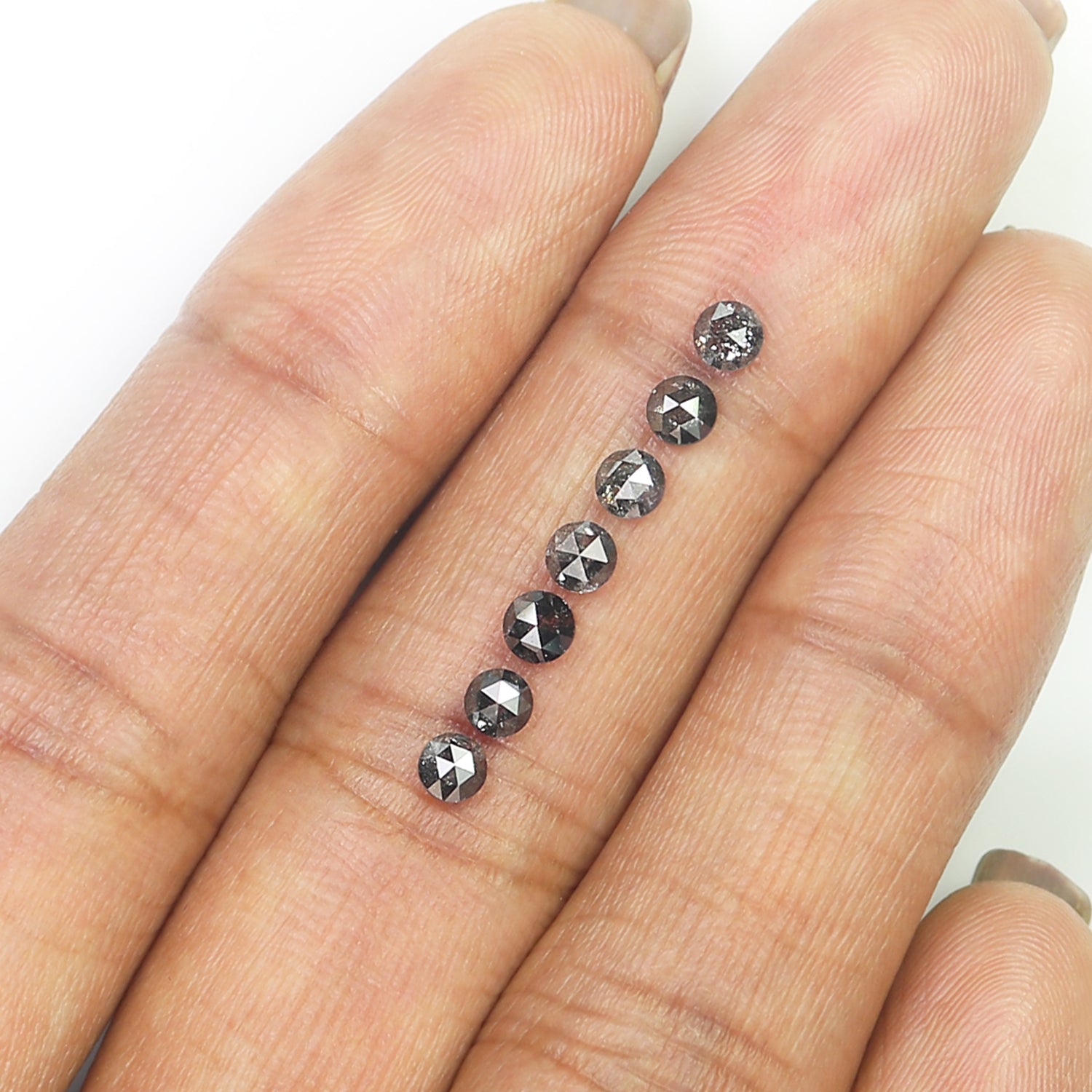 1.11 Ct Natural Loose Round Rose Cut Diamond Salt And Pepper Round Cut Diamond 3.10 MM Natural Black Grey Color Round Rose Cut Diamond L6226