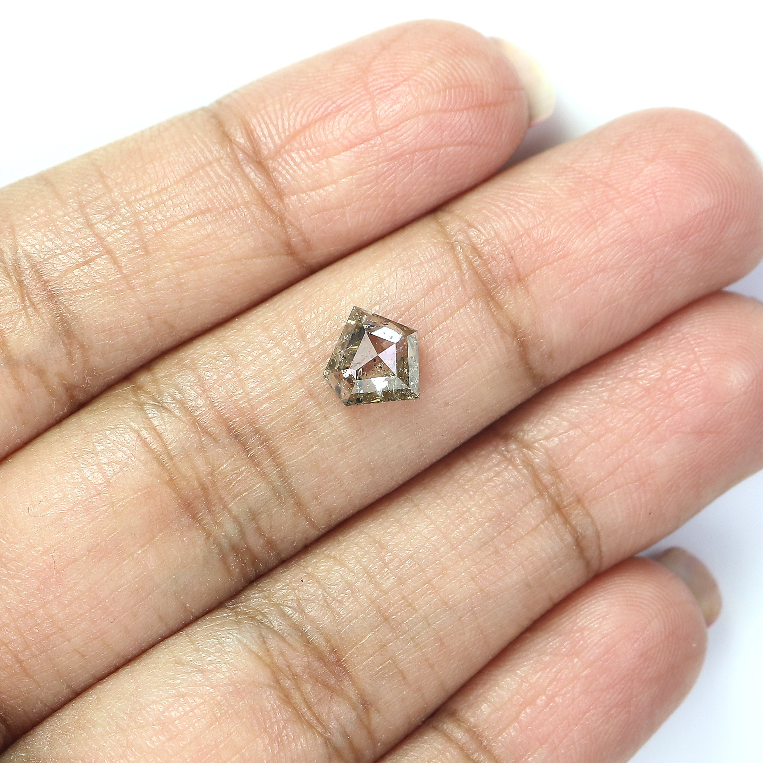 1.12 Ct Natural Loose Pentagon Shape Diamond Salt And Pepper Pentagon Diamond 7.10 MM Natural Loose Brown Pentagon Rose Cut Diamond QL9089