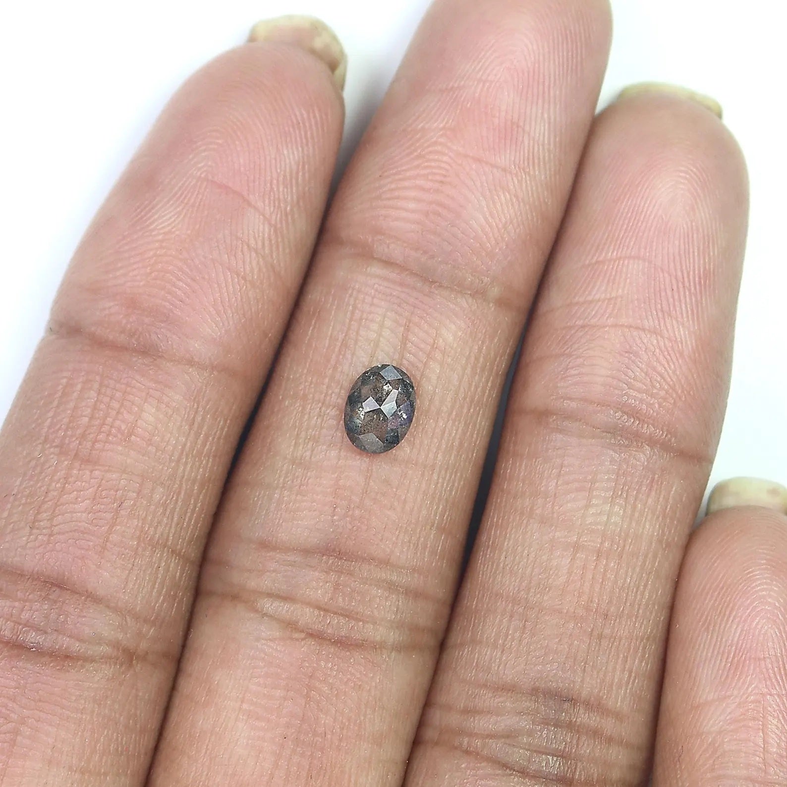 0.52 CT Natural Loose Oval Shape Diamond Salt And Pepper Oval Diamond 5.85 MM Natural Diamond Black Grey Color Oval Rose Cut Diamond QN1147