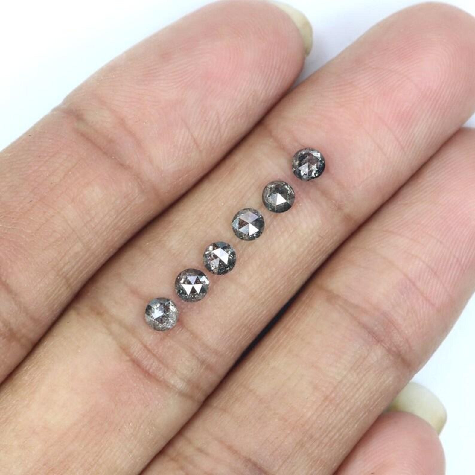 1.02 Ct Natural Loose Round Rose Cut Diamond Salt And Pepper Round Diamond 3.30 MM Natural Black Grey Color Round Rose Cut Diamond NQ2311