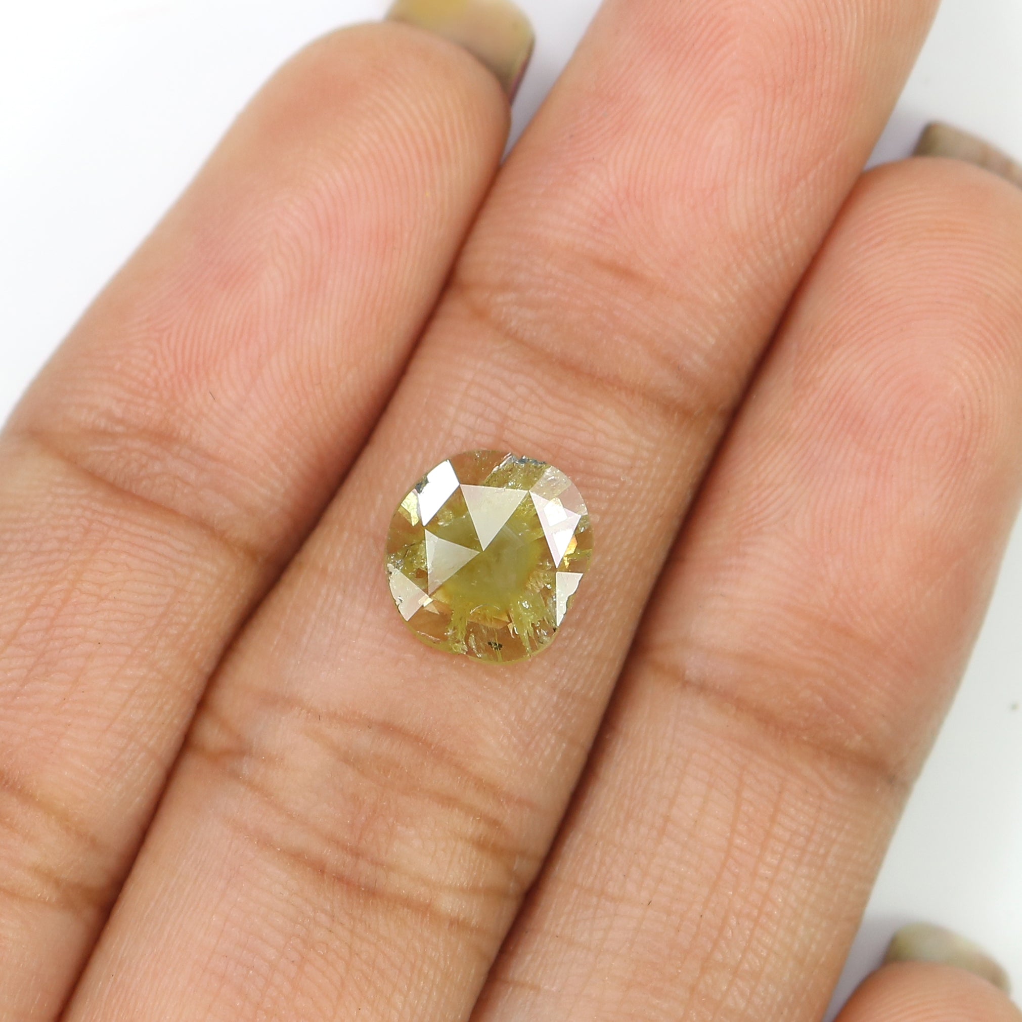 1.14 CT Natural Loose Slice Shape Diamond Yellow Color Irregular Cut Diamond 8.25 MM Natural Loose Diamond Slice Rose Cut Diamond QL3025