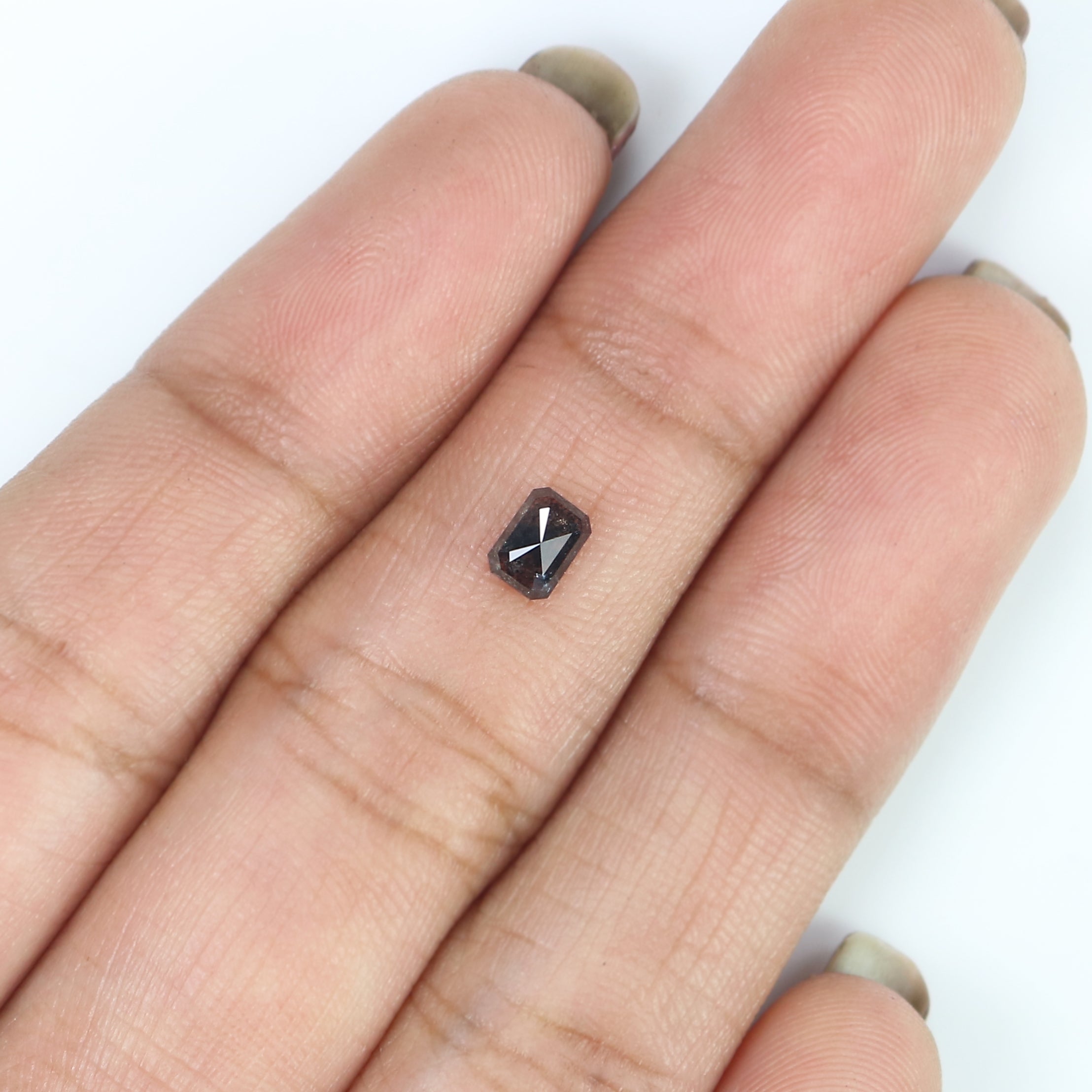 0.38 CT Natural Loose Emerald Shape Diamond Salt And Pepper Emerald Diamond 4.60 MM Black Grey Color Emerald Shape Rose Cut Diamond QK180