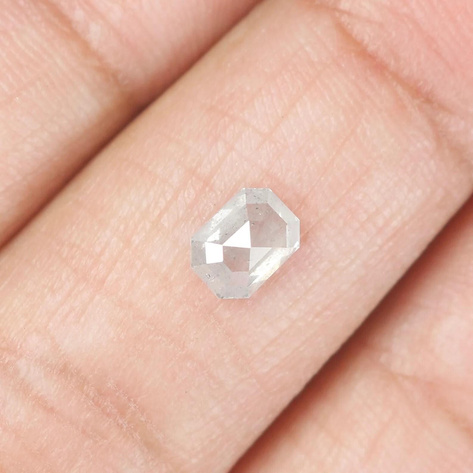 0.57 CT Natural Loose Emerald Shape Diamond Grey Color Emerald Cut Diamond 5.55 MM Natural Loose Grey Color Emerald Rose Cut Diamond NQ541