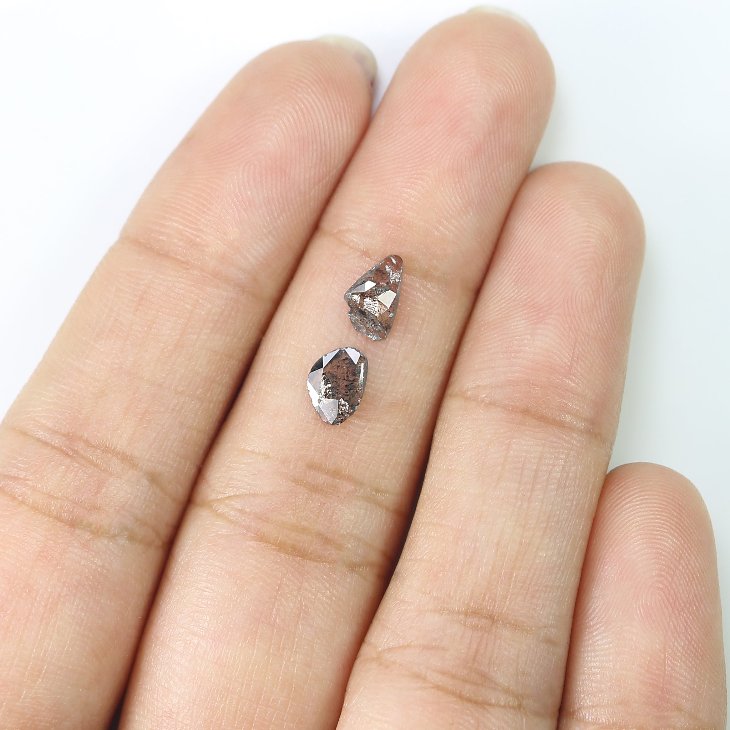 0.70 CT Natural Loose Slice Shape Diamond Salt And Pepper Slice Cut Diamond 7.05 MM Natural Black Grey Color Slice Irregular Diamond LQ3373