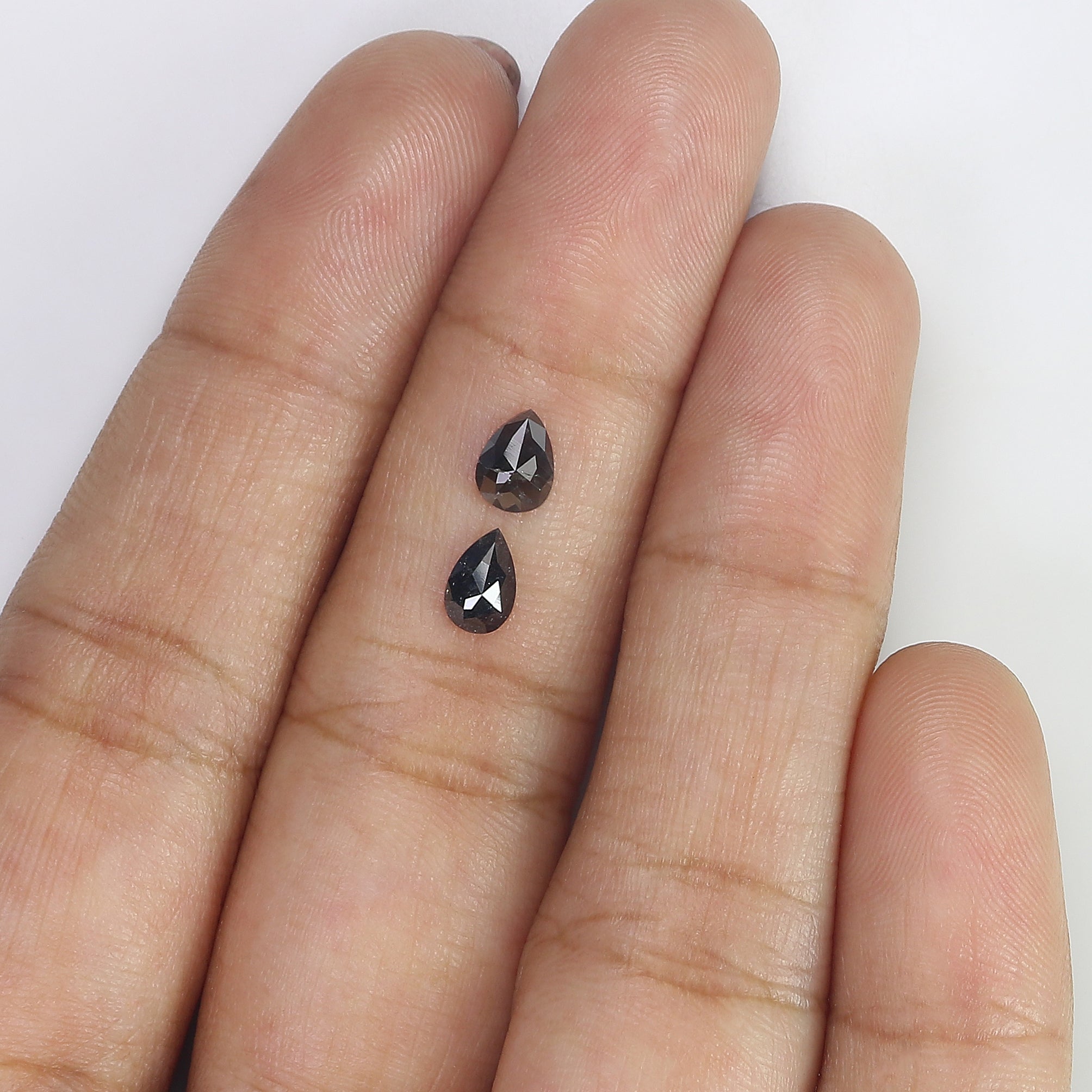 0.73 CT Natural Loose Pear Cut Pair Diamond Salt And Pepper Pear Shape Diamond 5.65 MM Natural Black Grey Color Pear Rose Cut Diamond KQ2386
