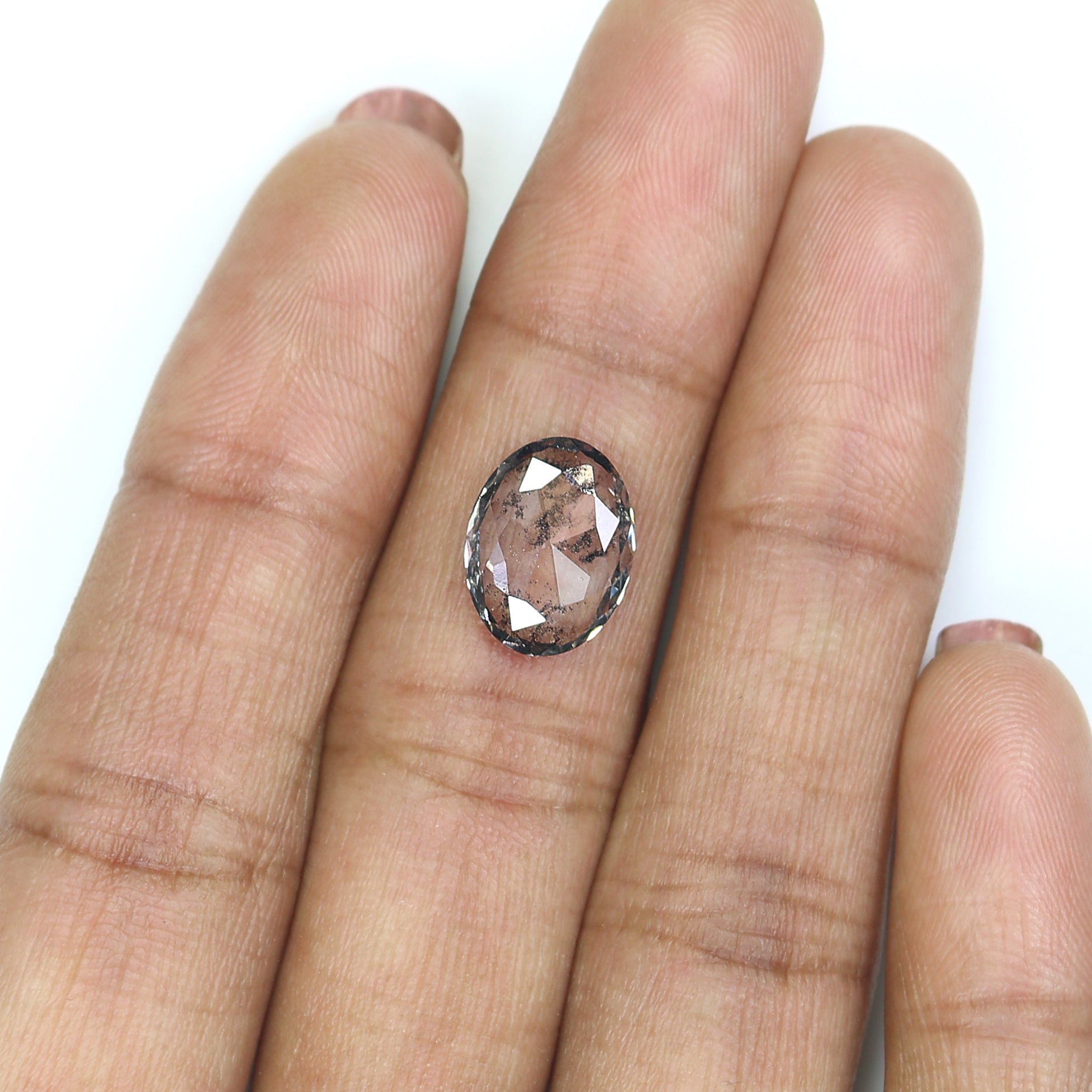 2.29 CT Oval Rose Cut Salt And Pepper Lab Grown 11.70 MM Loose Diamond CVD Fancy Black Grey Color Lab Created Antique Shape Diamonds L3525
