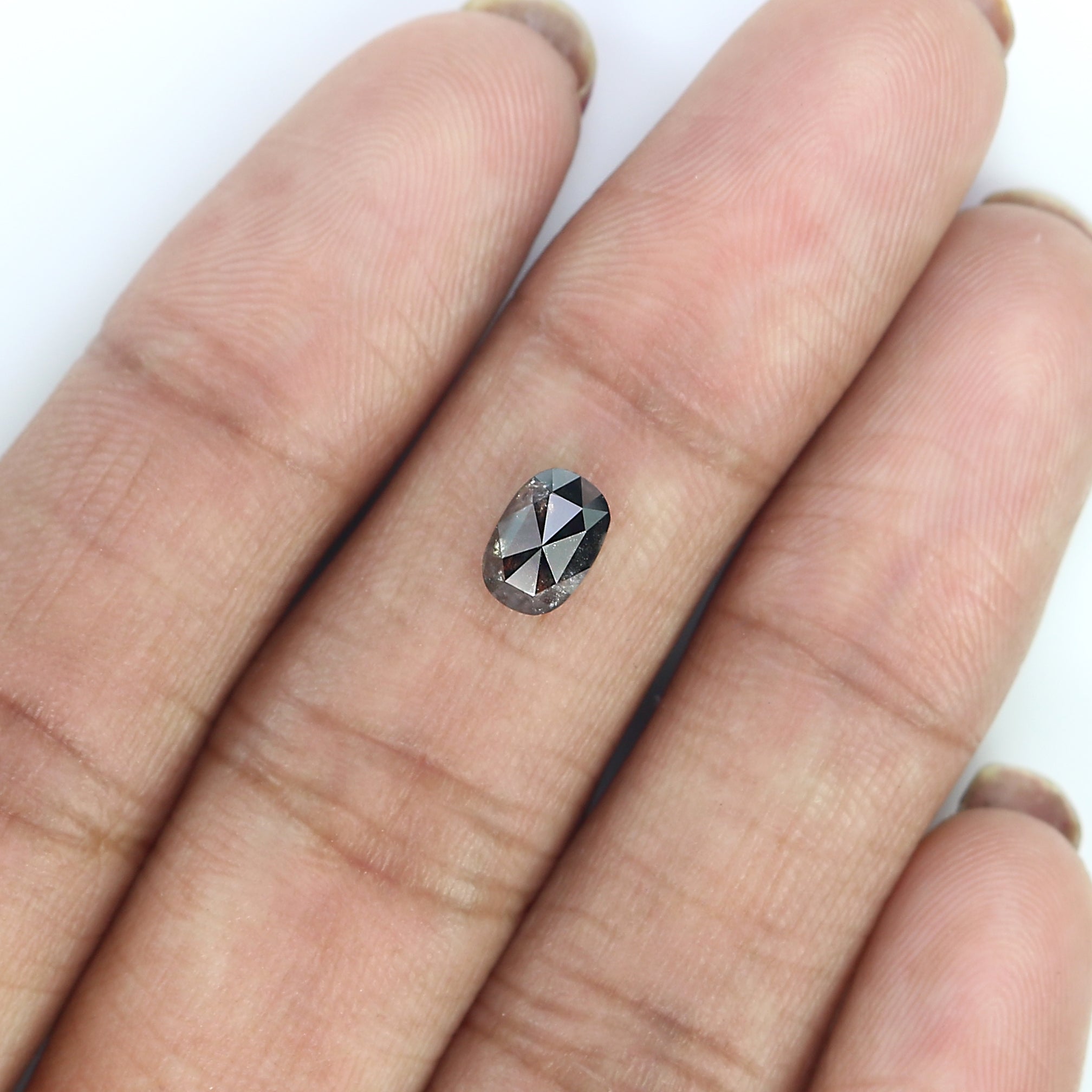 0.82 Ct Natural Loose Oval Shape Diamond Salt And Pepper Oval Diamond 6.70 MM Natural Diamond Black Grey Color Oval Rose Cut Diamond QK1066