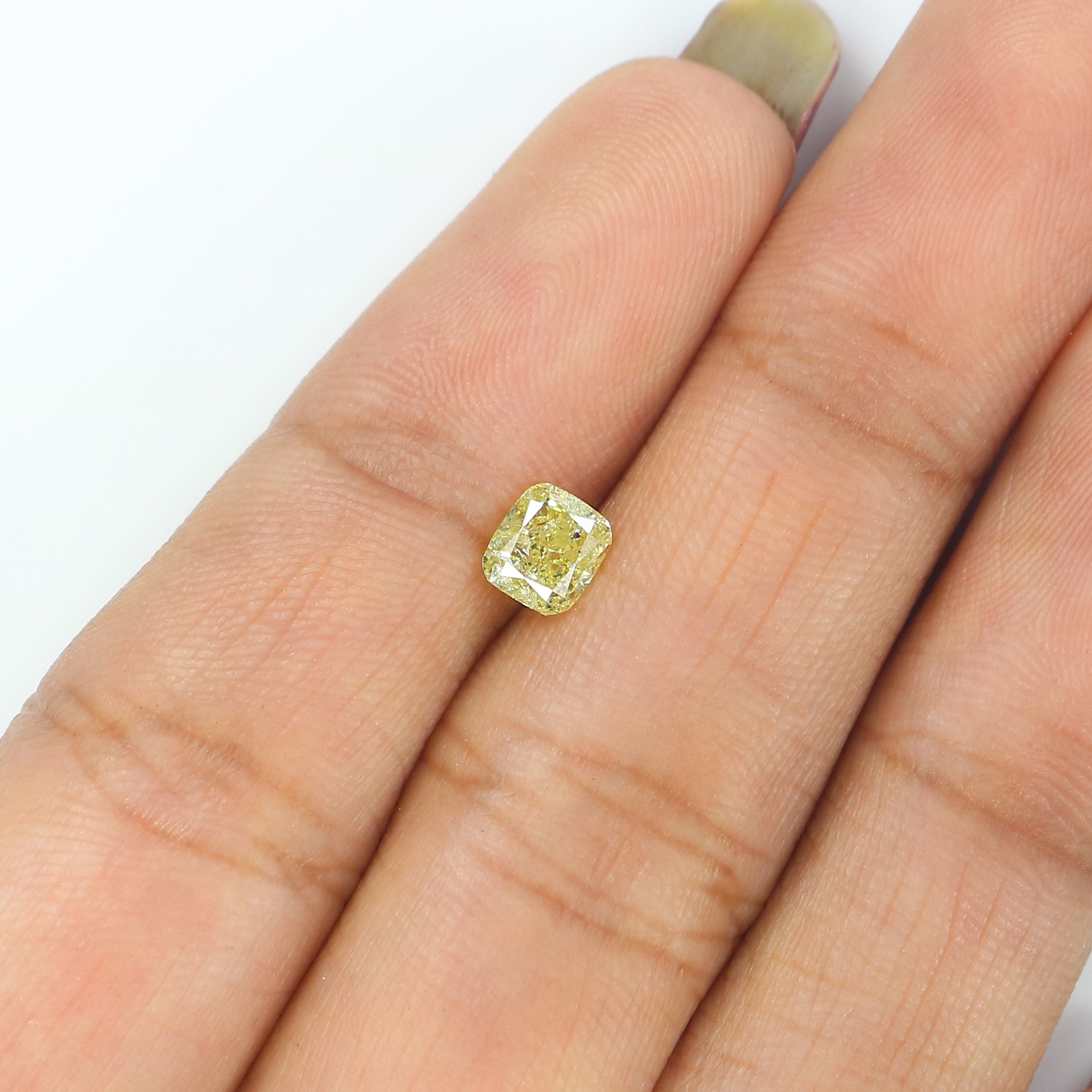 0.56 CT IGI Certified Natural Loose Modified Cushion Cut Diamond 4.80 MM Natural Fancy Yellow Color Cushion Brilliant Cut Diamond QL7701