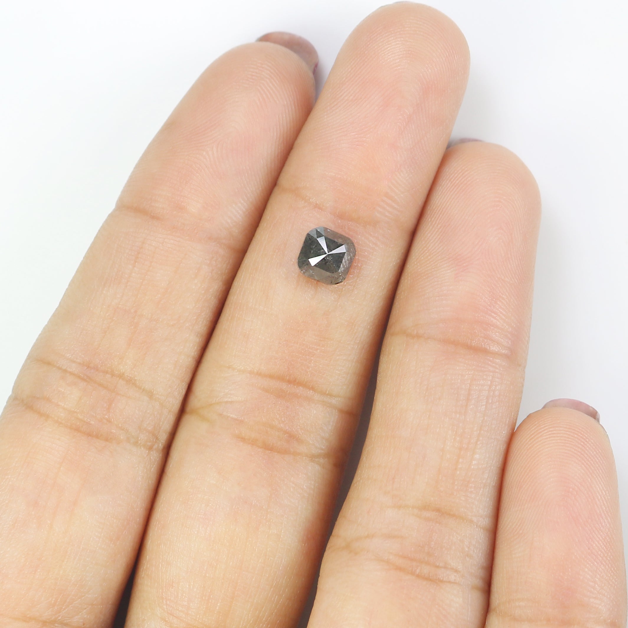 0.89 CT Natural Loose Cushion Shape Diamond Salt And Pepper Cushion Cut Diamond 5.20 MM Natural Black Grey Cushion Rose Cut Diamond LQ1341