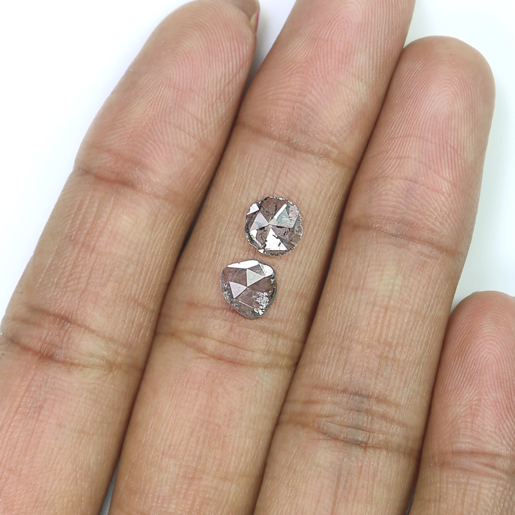 0.67 CT Natural Loose Slice Shape Diamond Salt And Pepper Slice Uncut Diamond 6.50 MM Natural Black Grey Diamond Irregular Cut Diamond L3564