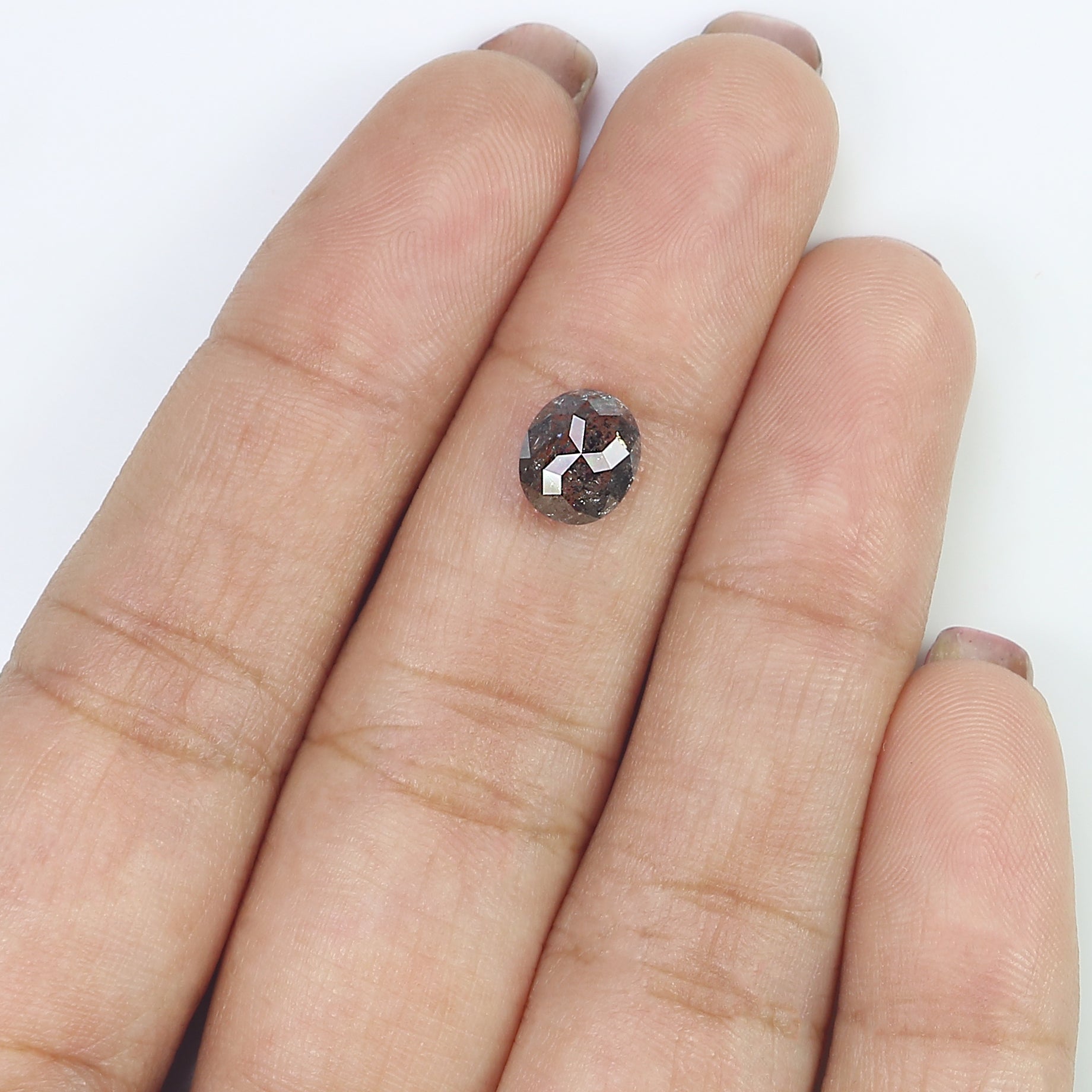 1.33 CT Natural Loose Oval Shape Diamond Salt And Pepper Oval Diamond 7.50 MM Natural Loose Black Grey Color Oval Rose Cut Diamond L3413