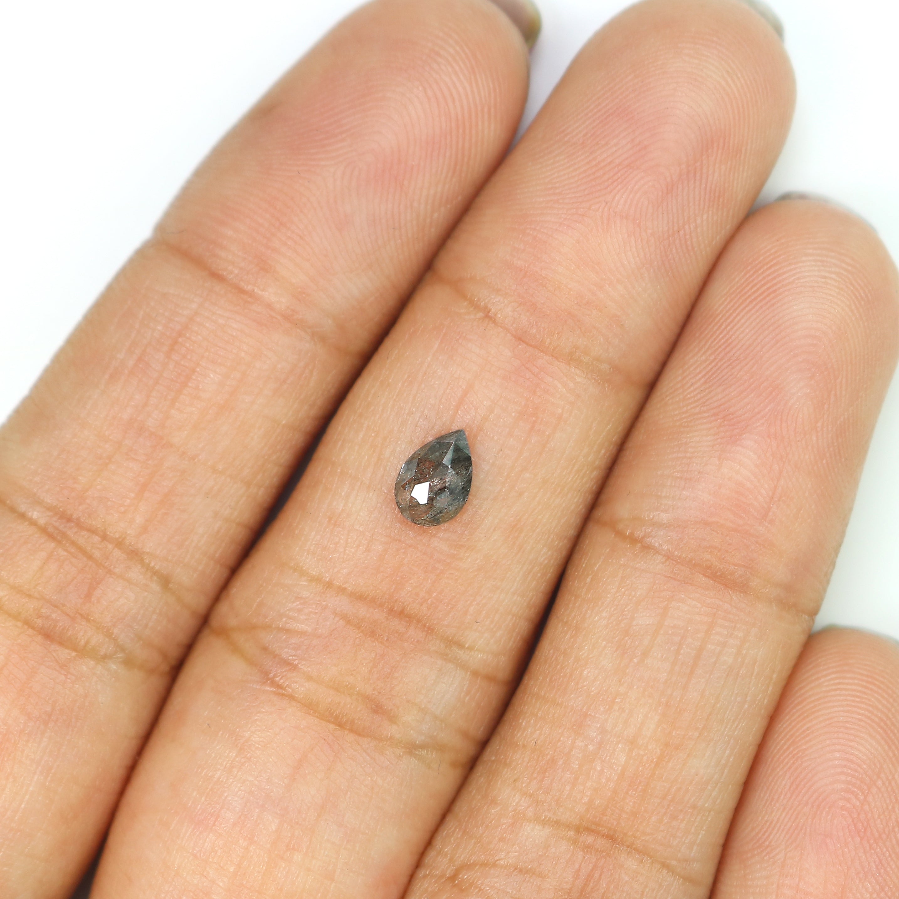 0.39 CT Natural Loose Pear Shape Diamond Salt And Pepper Pear Diamond 5.85 MM Natural Loose Black Grey Color Pear Rose Cut Diamond LQ3351