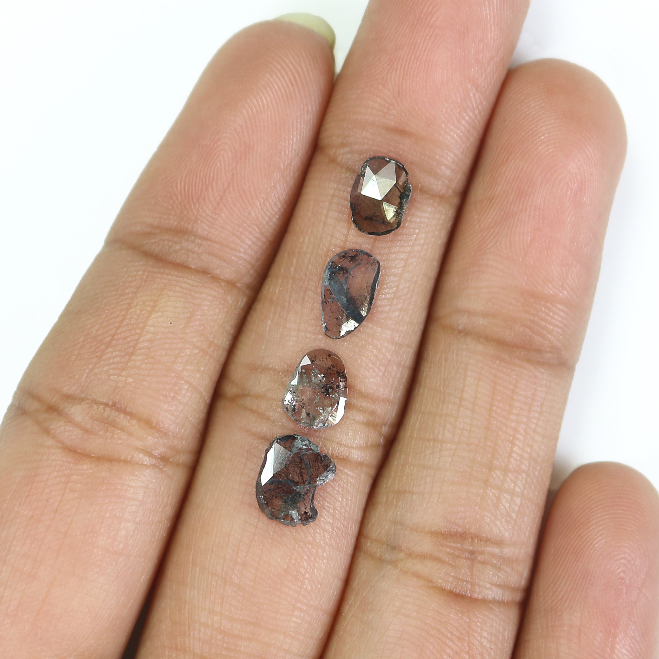 1.34 CT Natural Loose Slice Shape Diamond Salt And Pepper Slice Uncut Diamond 7.40 MM Natural Black Grey Diamond Irregular Cut Diamond L3513