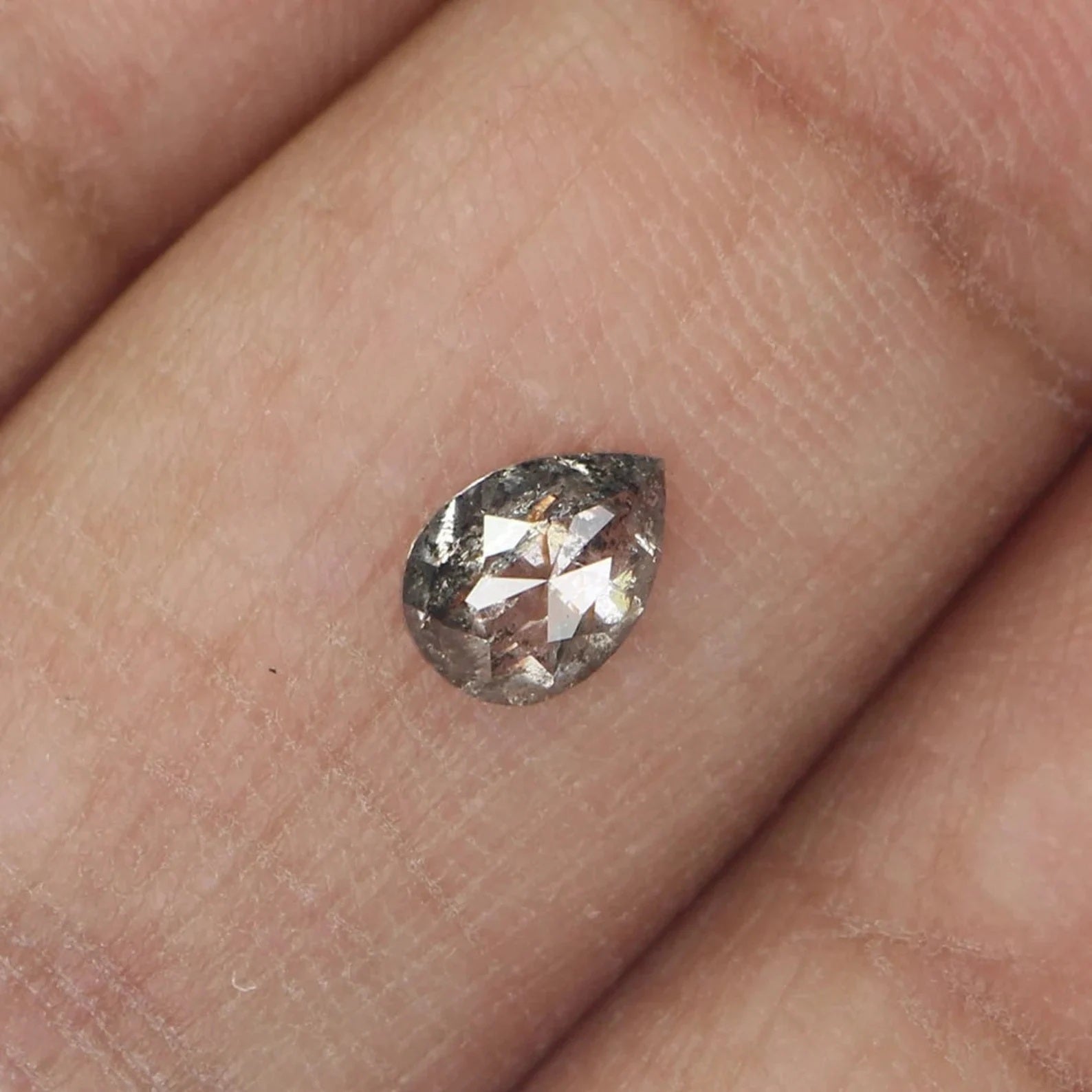 0.45 Ct Natural Loose Pear Shape Diamond Salt Pepper Pear Cut Diamond 5.75 MM Natural Loose Black Grey Color Pear Rose Cut Diamond NQ940