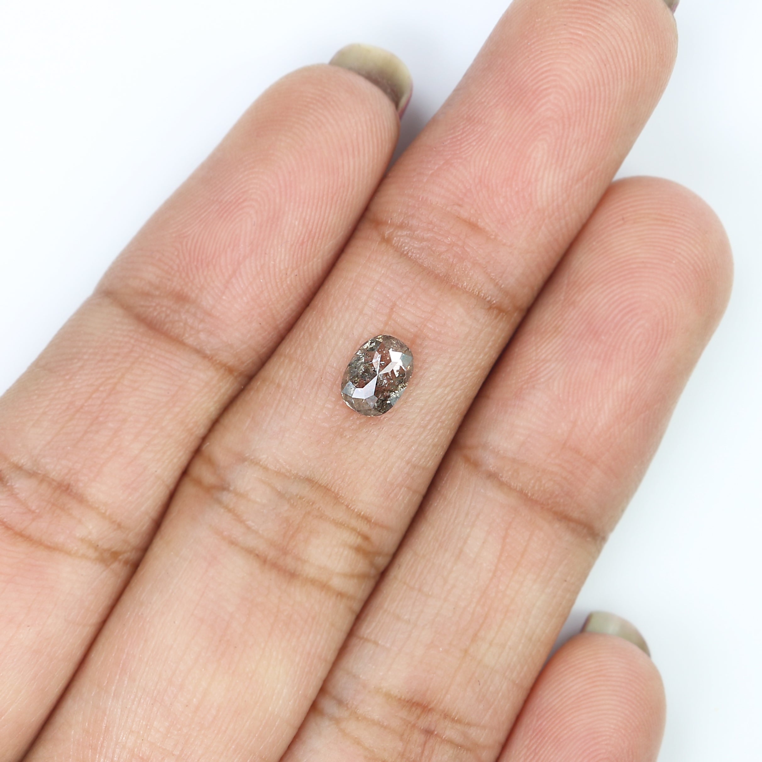 0.50 Ct Natural Loose Oval Shape Diamond Salt And Pepper Oval Diamond 5.60 MM Natural Diamond Black Grey Color Oval Rose Cut Diamond LQ3050