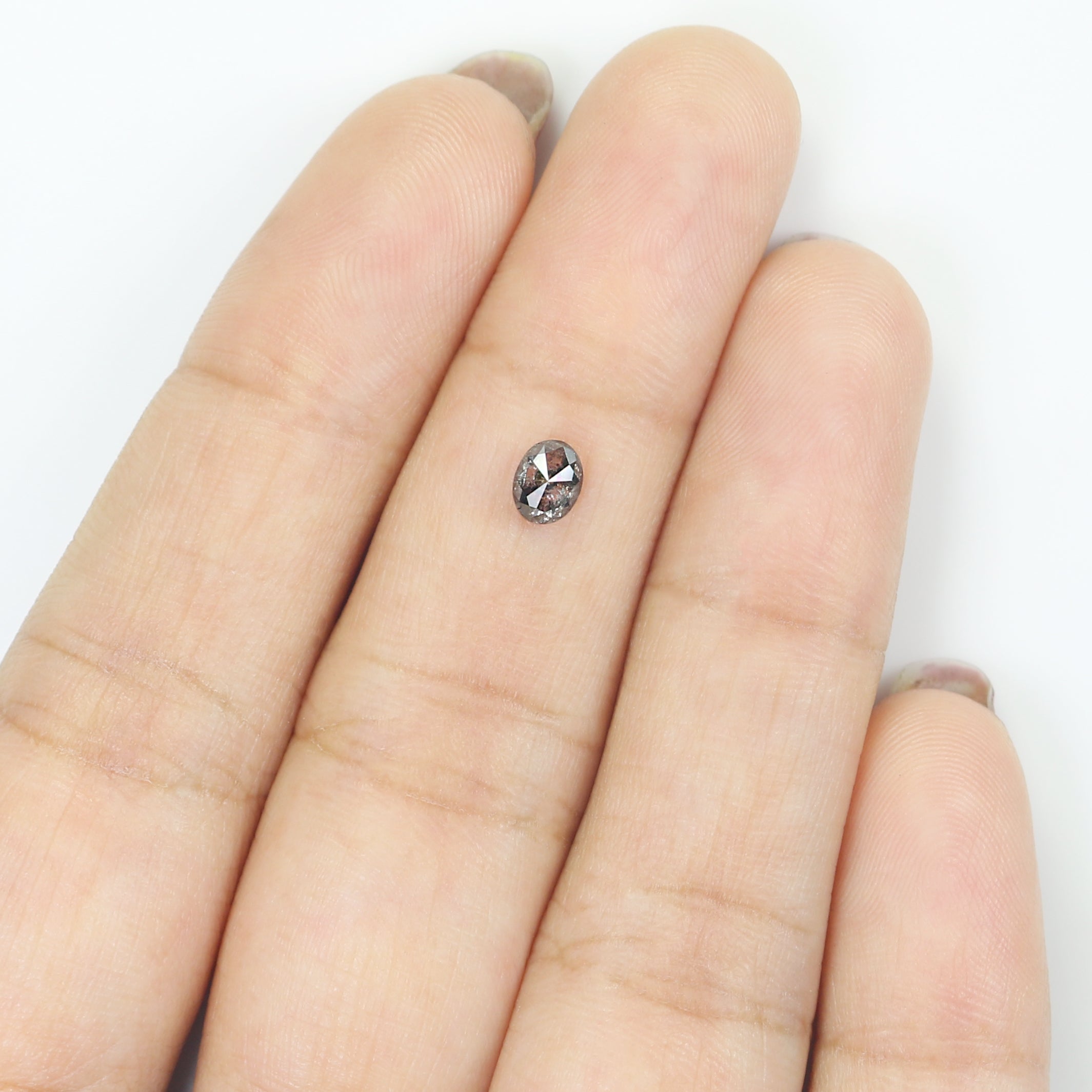 0.36 CT Natural Loose Oval Shape Diamond Salt And Pepper Oval Cut Diamond 4.70 MM Natural Loose Black Grey Color Oval Rose Cut Diamond LQ698