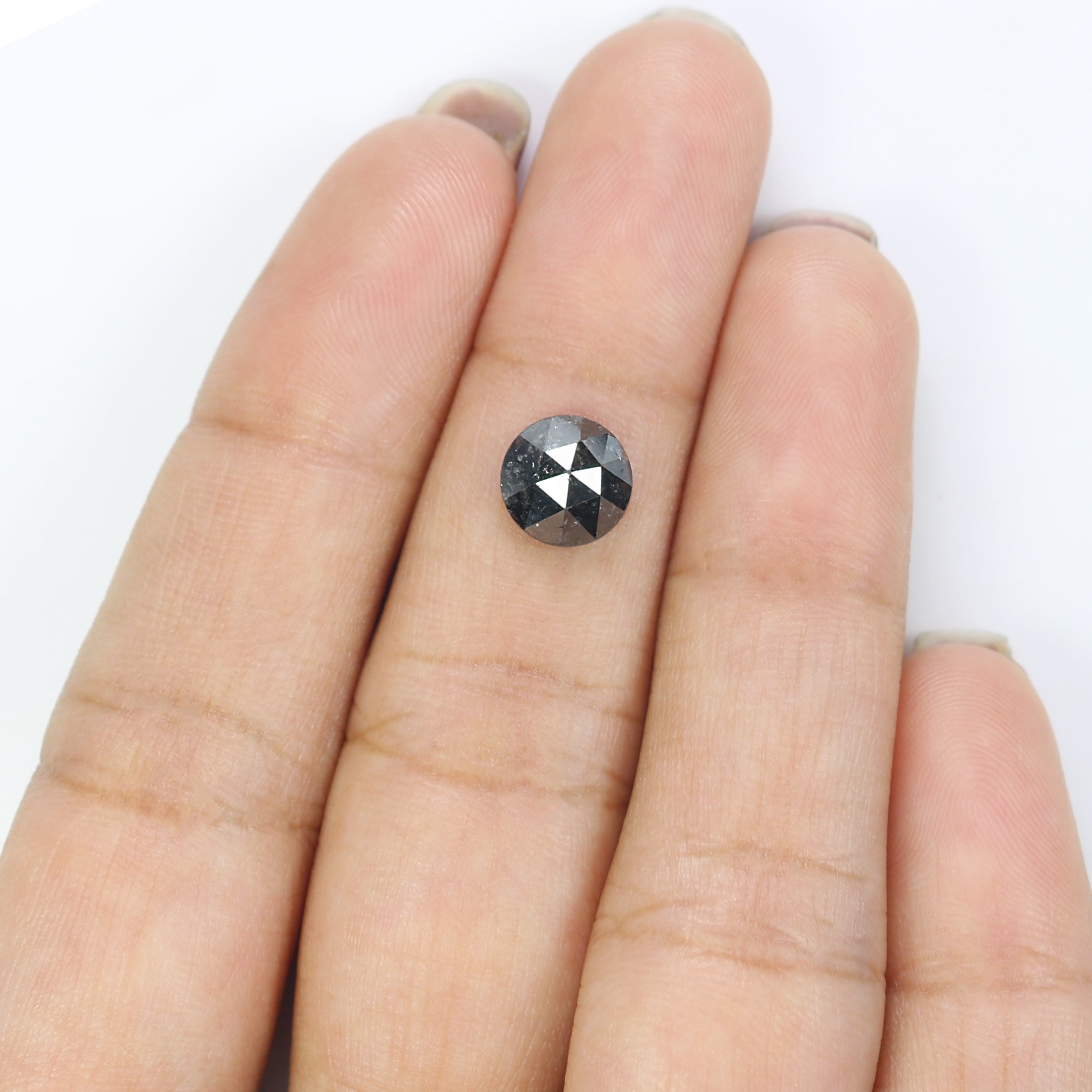 1.72 CT Natural Loose Round Rose Cut Diamond Salt And Pepper Round Diamond 7.40 MM Natural Loose Black Grey Color Rose Cut Diamond LQ1637