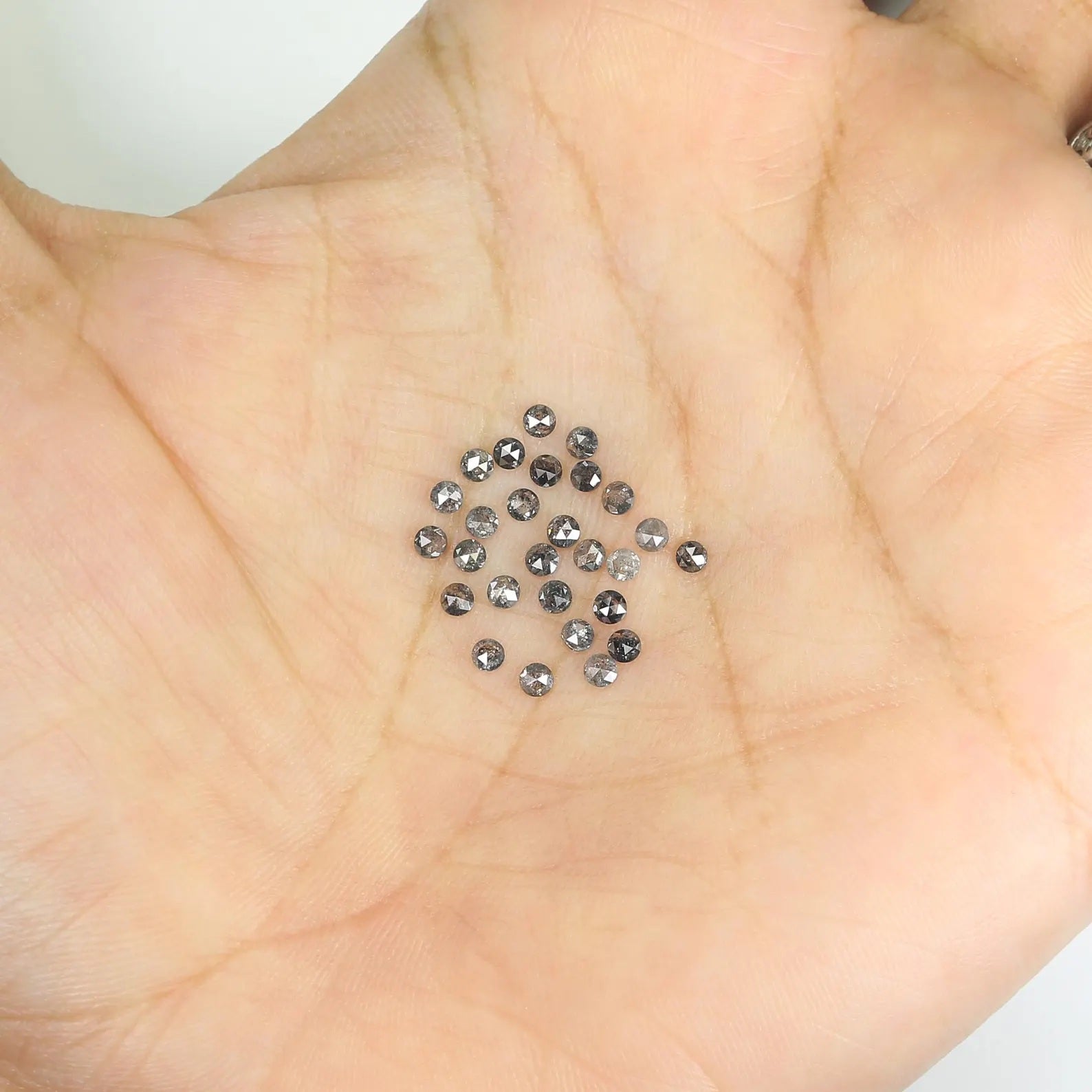 1.11 CT Natural Loose Round Shape Diamond Salt And Pepper Round Cut Diamond 2.00 MM Natural Black Grey Color Round Rose Cut Diamond NQ1835