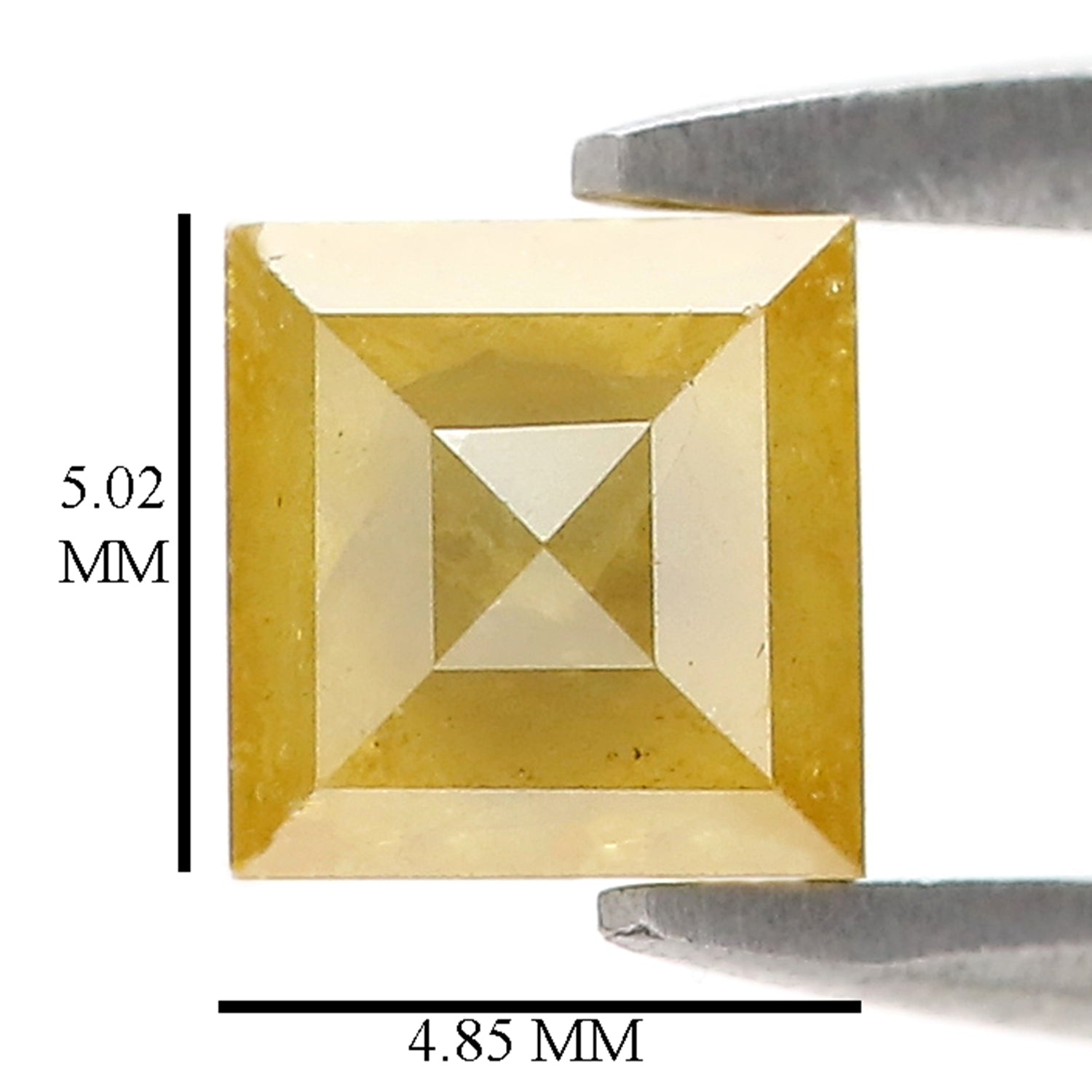 Natural Square Yellow Diamond 1.08 CT Loose Rose Cut Yellow Stone 5.00 MM Rustic Diamond Square Diamond For Custom Engagement Ring L3638