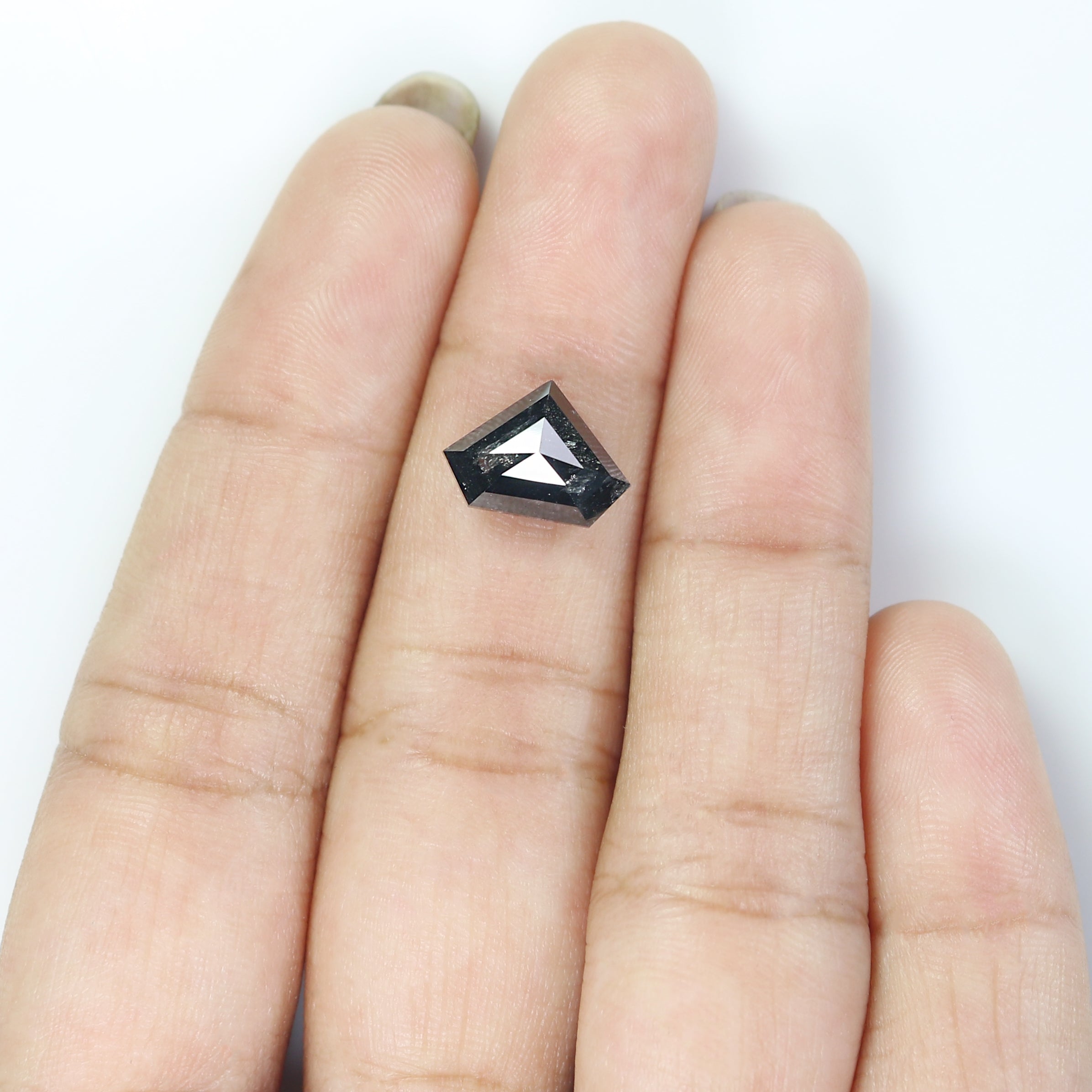 3.03 Ct Natural Loose Shield Shape Diamond Salt And Pepper Shield Cut Diamond 8.20 MM Black Gray Color Shield Shape Rose Cut Diamond QL1117