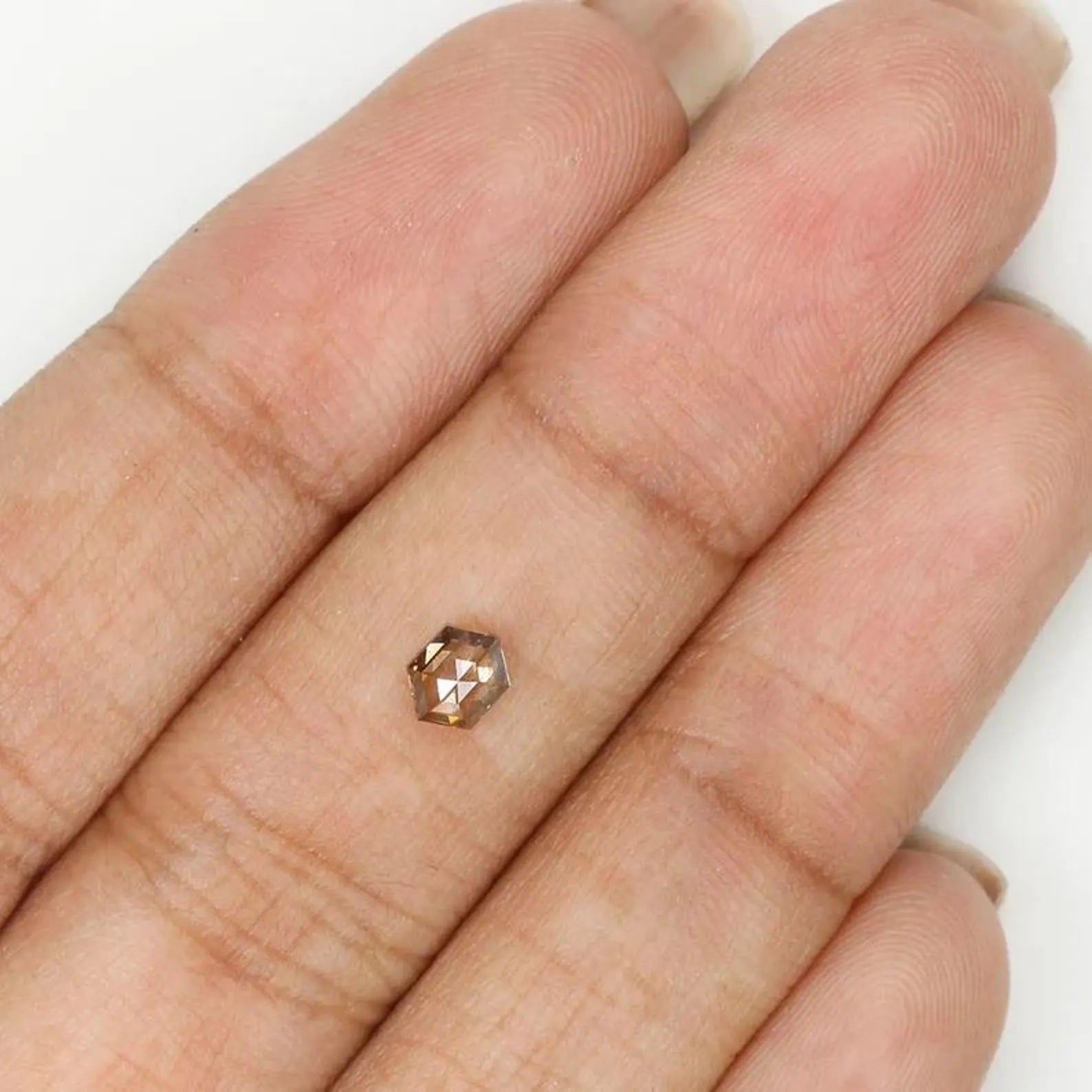 0.35 CT Natural Loose Hexagon Shape Diamond Brown Color Hexagon Diamond 4.80 MM Natural Loose Brown Color Hexagon Rose Cut Diamond NQ1218