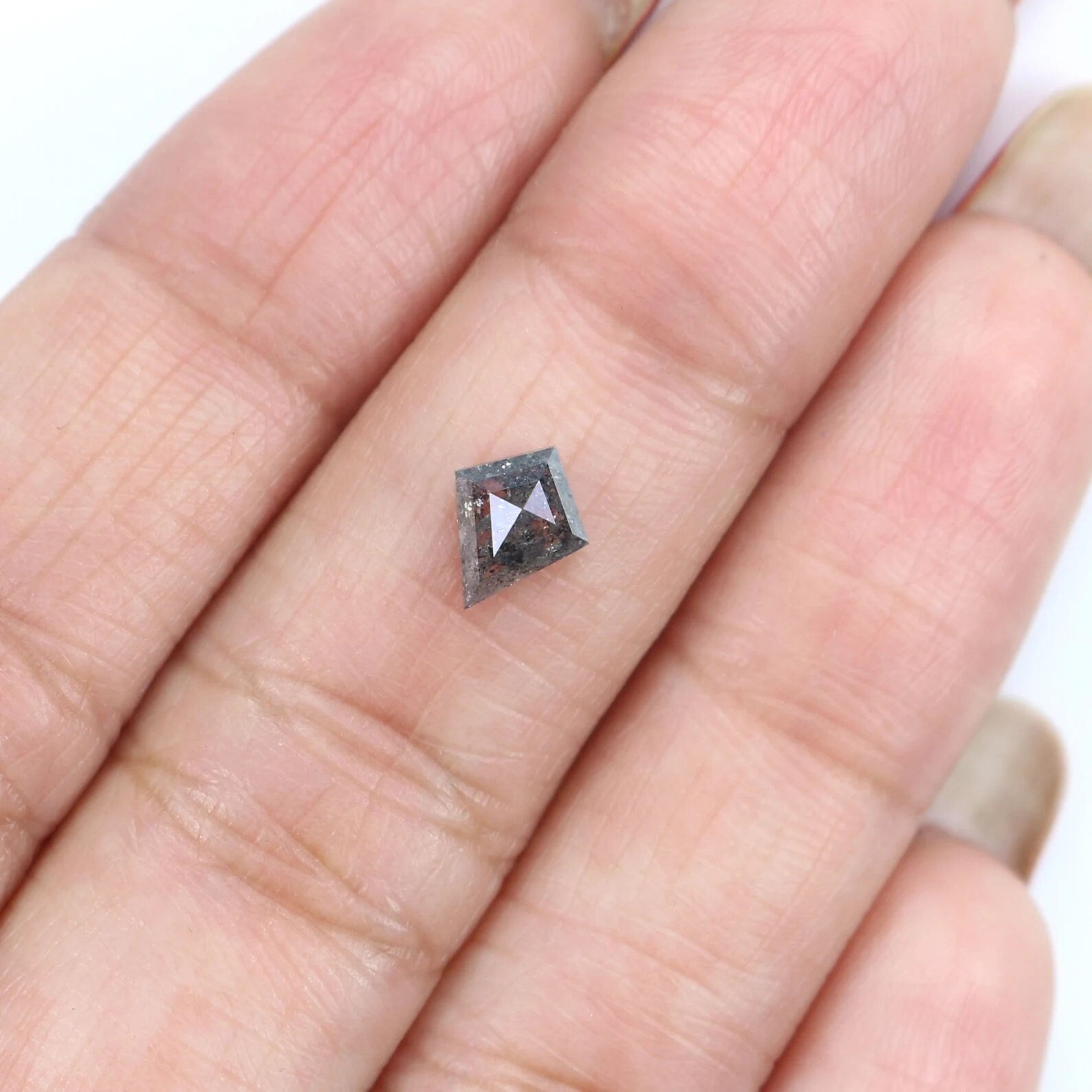 0.60 CT Natural Loose Kite Shape Diamond Salt And Pepper Kite Diamond 7.20 MM Natural Loose Black Grey Color Kite Rose Cut Diamond QN2095