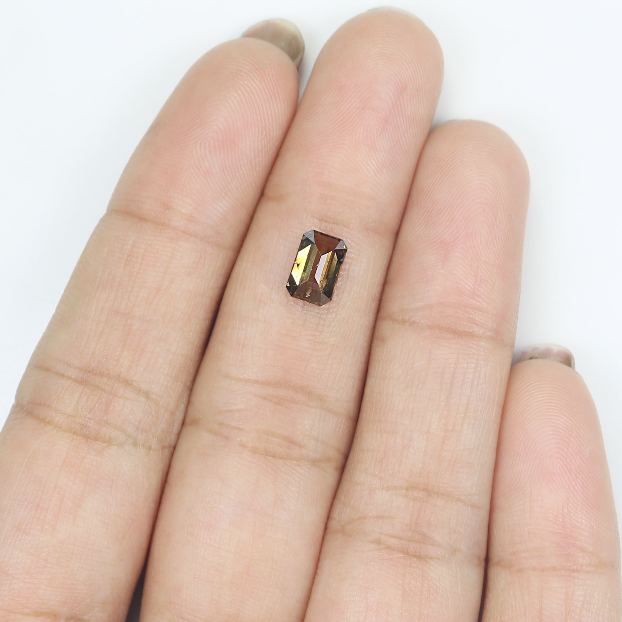 0.96 Ct Natural Loose Emerald Shape Diamond Brown Color Emerald Cut Diamond 6.90 MM Natural Brown Diamond Emerald Rose Cut Diamond LQ1768