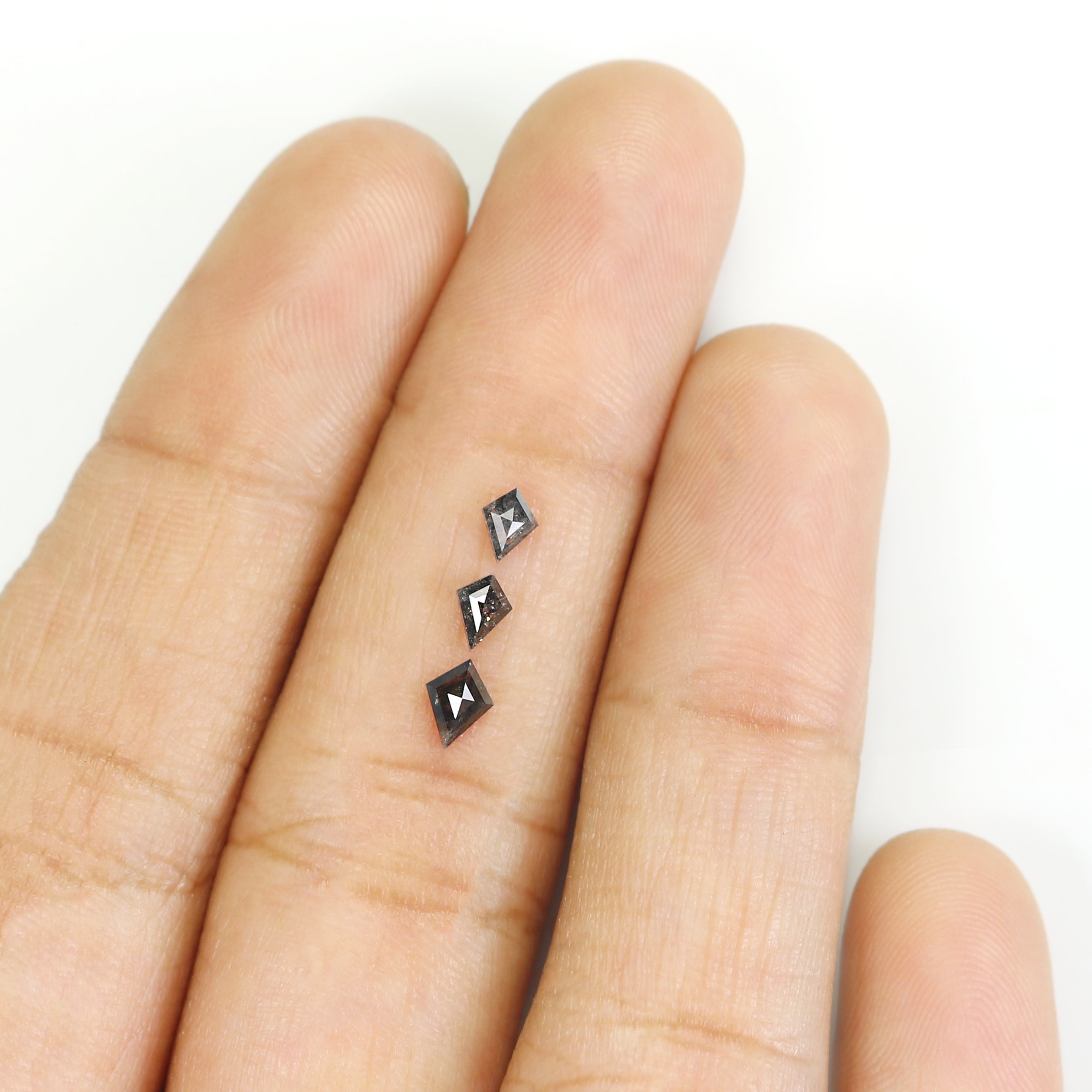0.37 CT Natural Loose Kite Shape Diamond Salt And Pepper Kite Cut Diamond 4.75 MM Natural Loose Black Grey Color Kite Rose Cut Diamond L2823