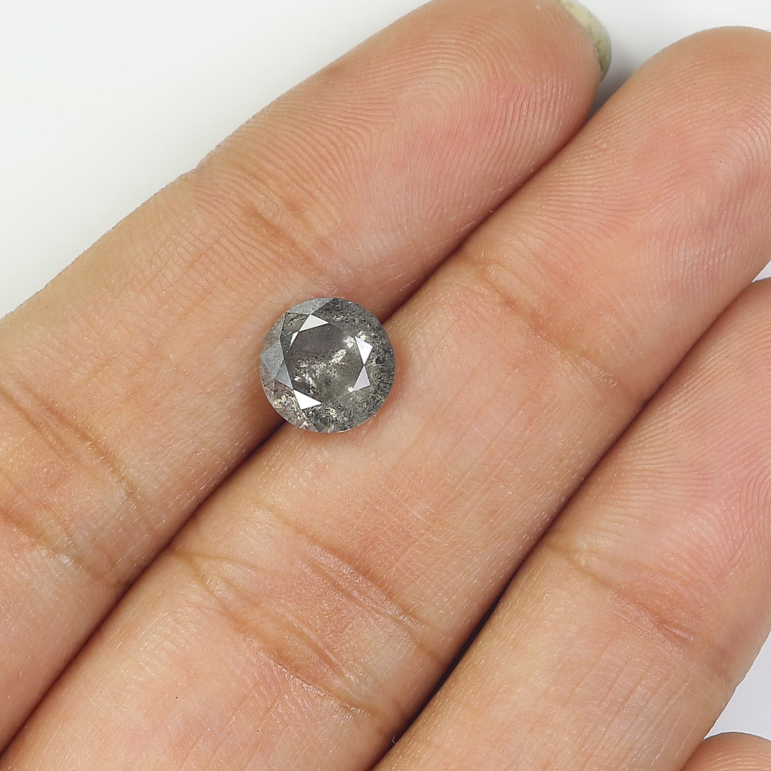1.83 CT Natural Loose Round Shape Diamond Black Grey Color Round Cut Diamond 7.70 MM Salt And Pepper Round Brilliant Cut Diamond QL903