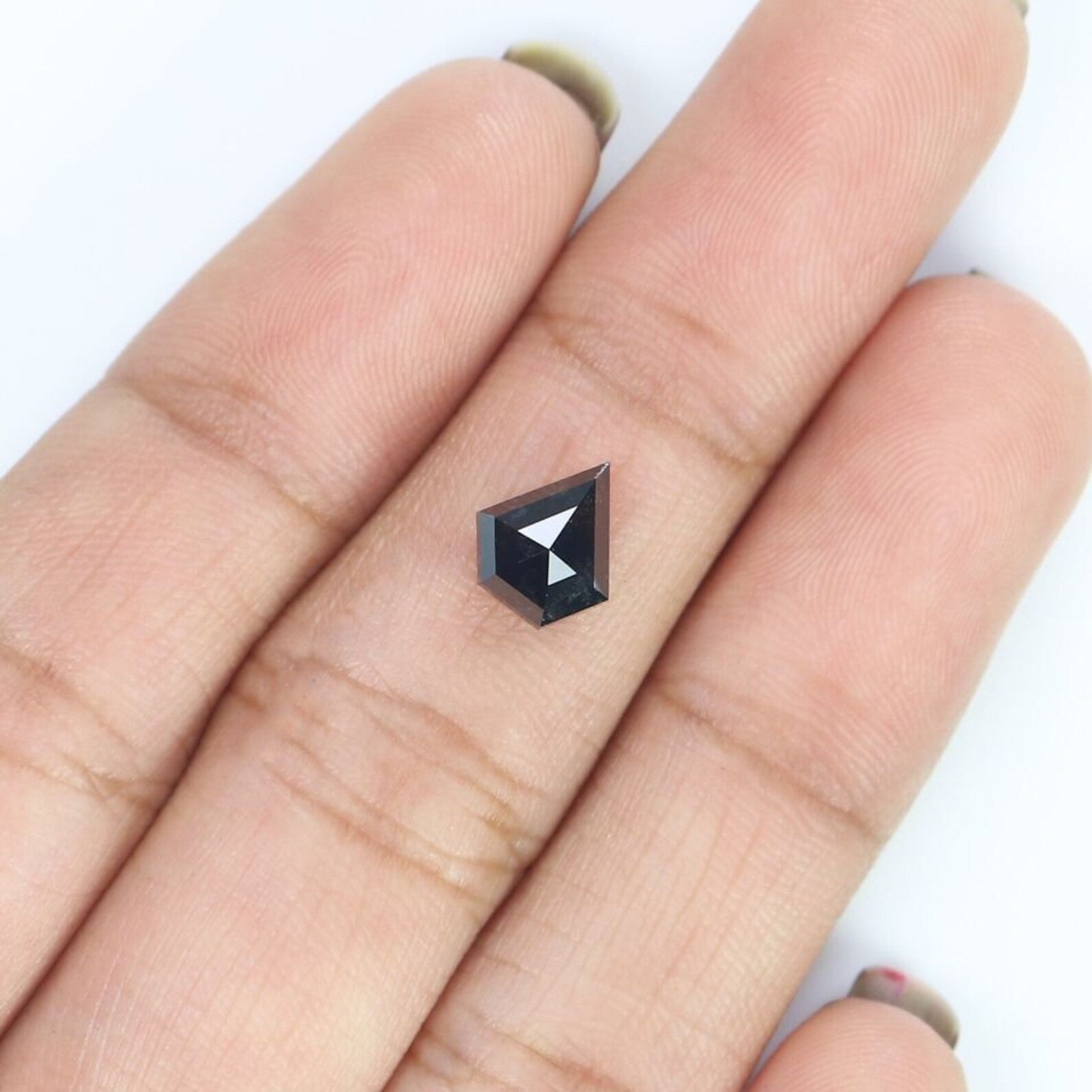 1.37 Ct Natural Loose Shield Shape Diamond Salt And Pepper Shield Diamond 7.70 MM Natural Black Grey Color Shield Rose Cut Diamond QN262