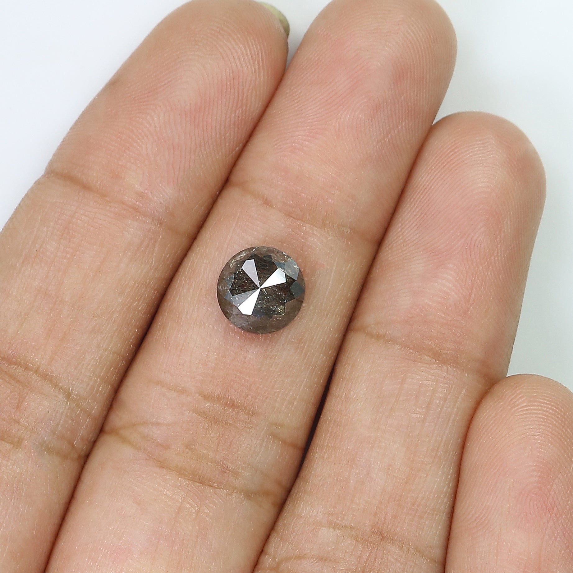 1.69 Ct Natural Loose Round Rose Cut Diamond Black Grey Color Rose Cut Diamond 7.30 MM Natural Loose Salt And Pepper Rose Cut Diamond QL1949