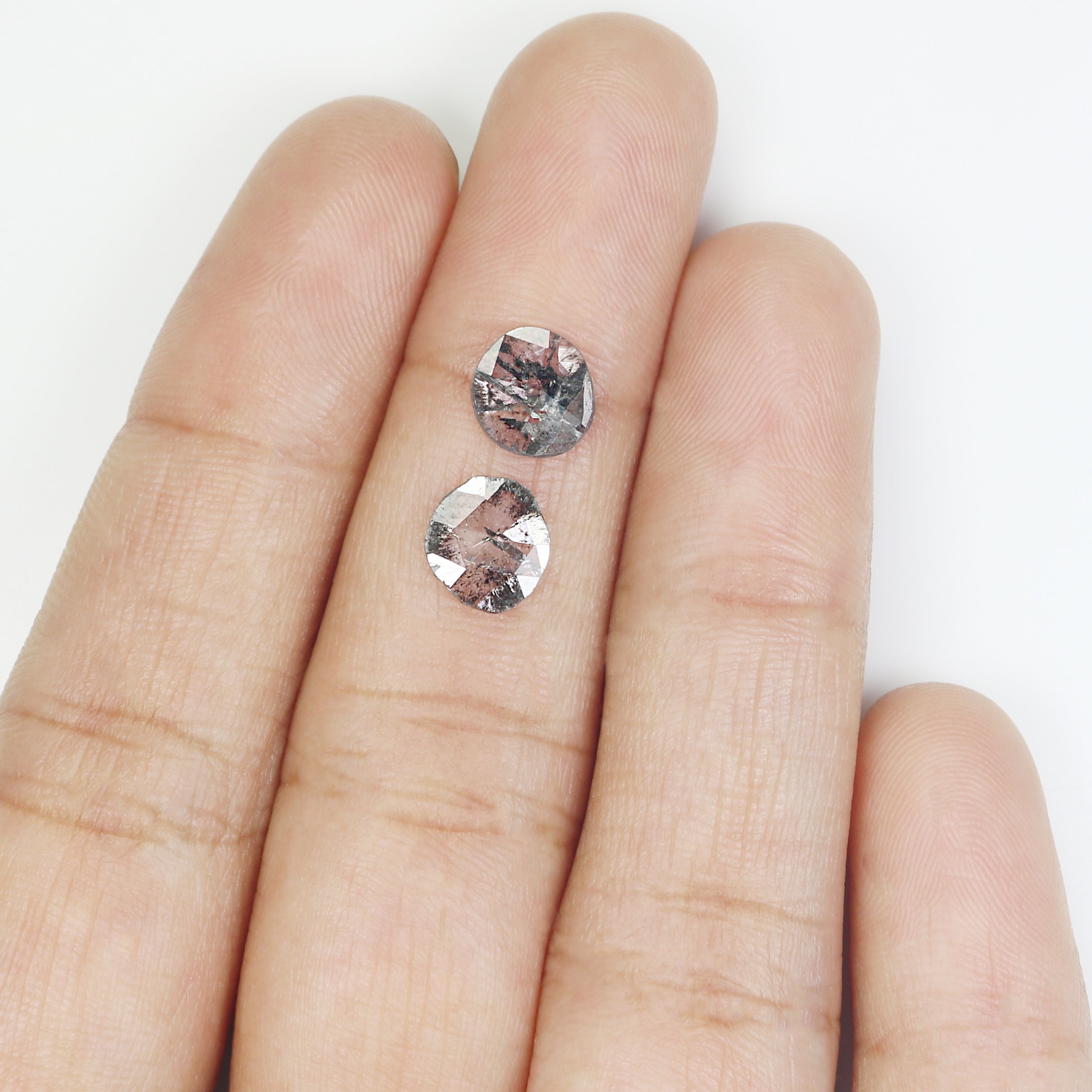 0.93 CT Natural Loose Slice Shape Diamond Salt And Pepper Slice Cut Diamond 7.45 MM Natural Black Grey Diamond Irregular Cut Diamond N2619