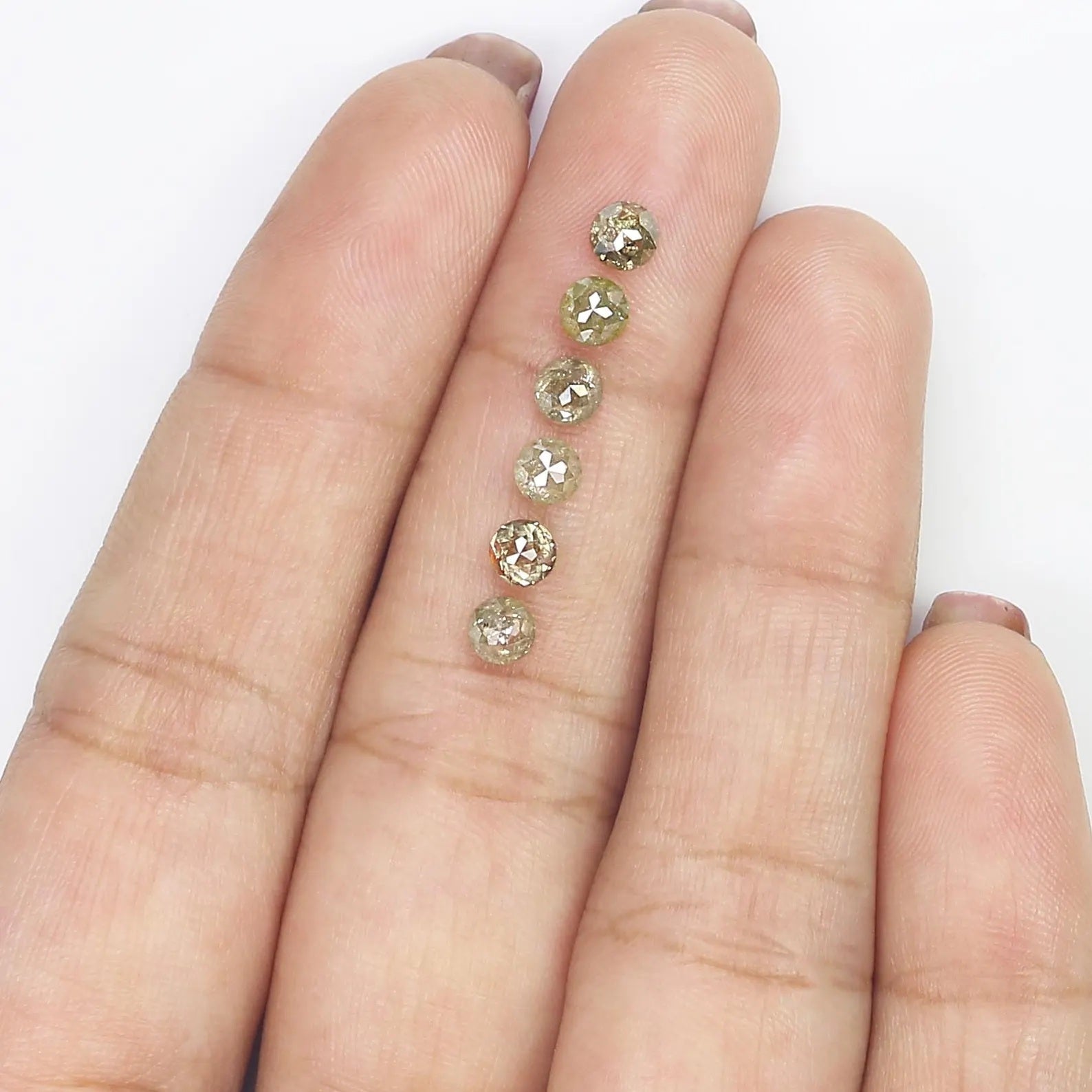 1.79 CT Natural Loose Round Shape Diamond Grey Color Round Diamond 3.70 MM Natural Loose Diamond Yellow Color Round Rose Cut Diamond NQ695