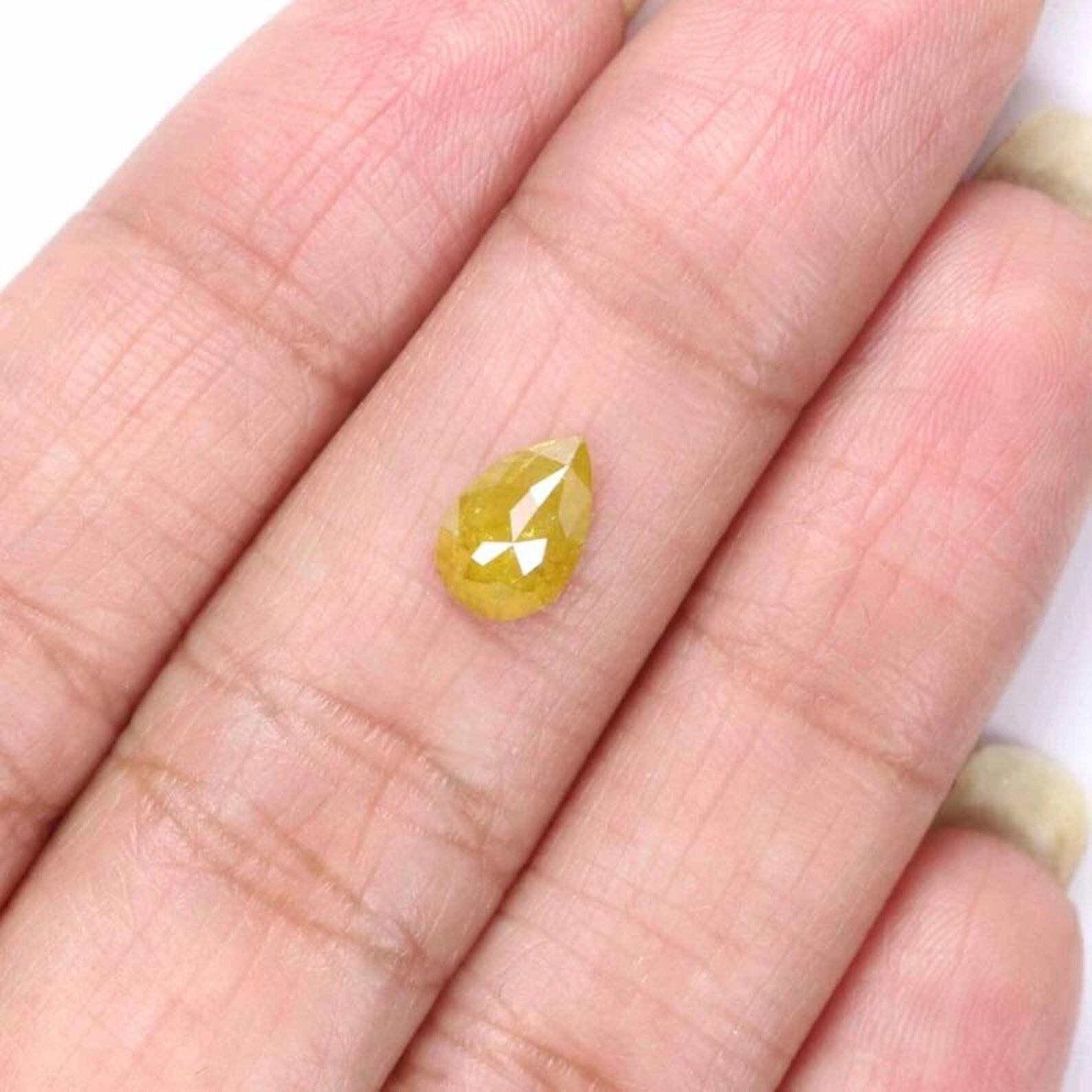 0.86 CT Natural Loose Pear Shape Diamond Yellow Color Pear Diamond 7.95 MM Natural Loose Diamond Yellow Color Pear Rose Cut Diamond NQ1947