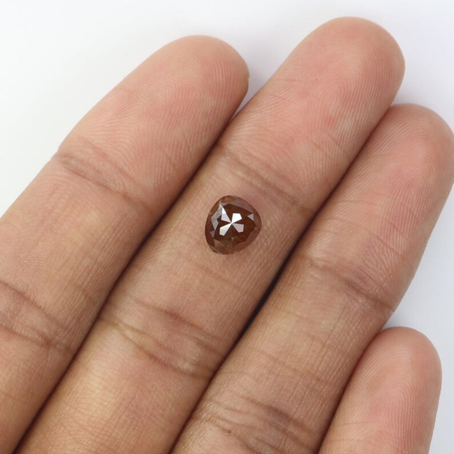 1.90 CT Natural Loose Heart Shape Diamond Brown Color Heart Cut Diamond 7.05 MM Natural Diamond Brown Color Heart Rose Cut Diamond NQ2393