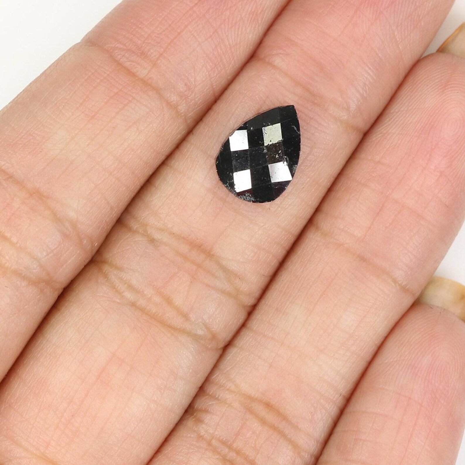 2.21 CT Natural Loose Pear Shape Diamond Black Color Pear Diamond 10.15 MM Natural Loose Black Color Pear Diamond Rose Cut Diamond NQ1705