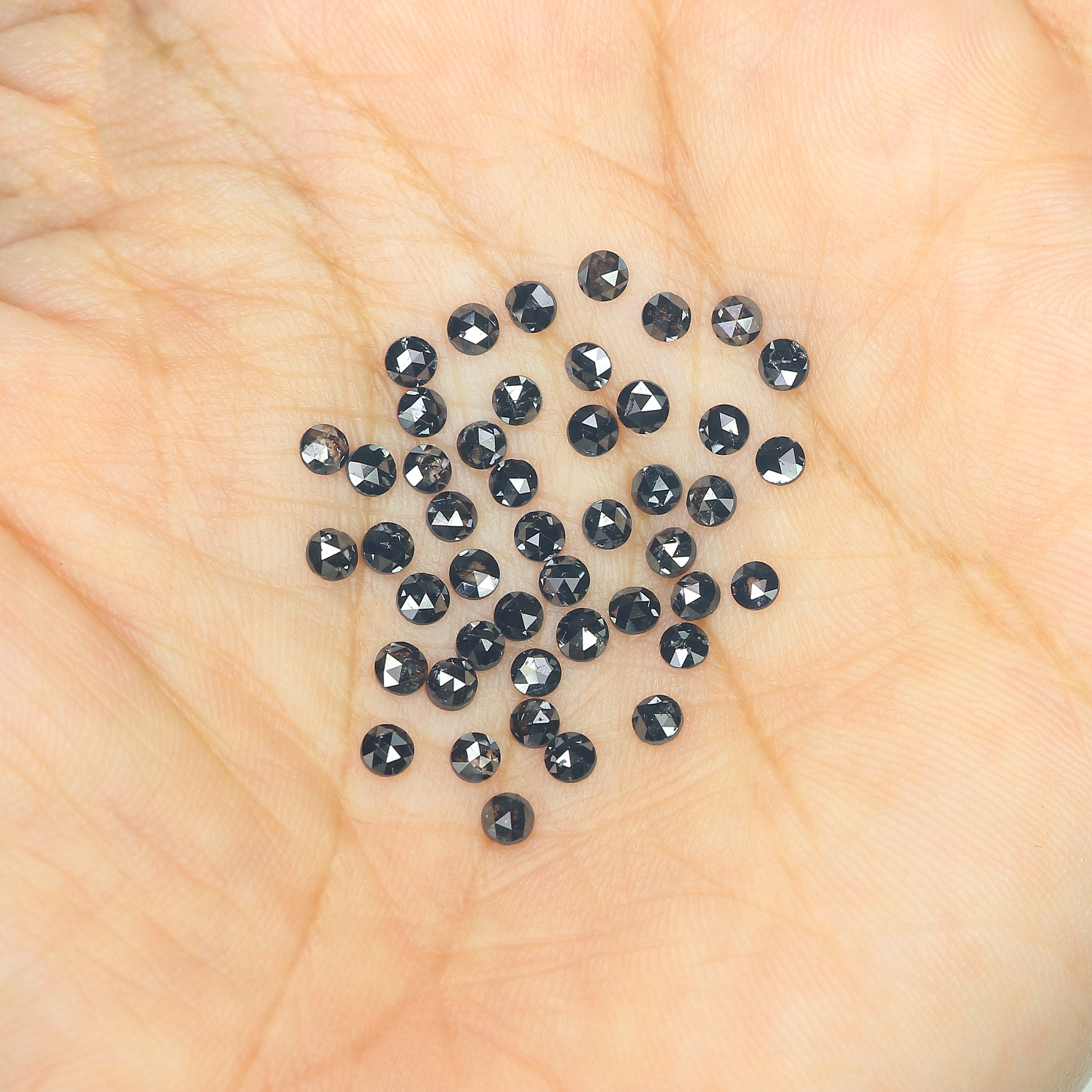 3.36 CT Natural Loose Round Rose Cut Diamond Black Color Round Shape Diamond 2.60 MM Natural Loose Black Color Round Rose Cut Diamond KQ2464