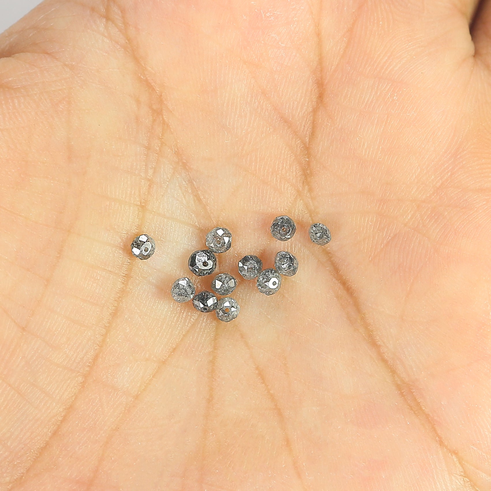1.00 CT Natural Loose Bead Shape Diamond Salt And Pepper Bead Cut Diamond 2.30 to 2.50 MM Natural Black Grey Color Bead Cut Diamond Q178-5
