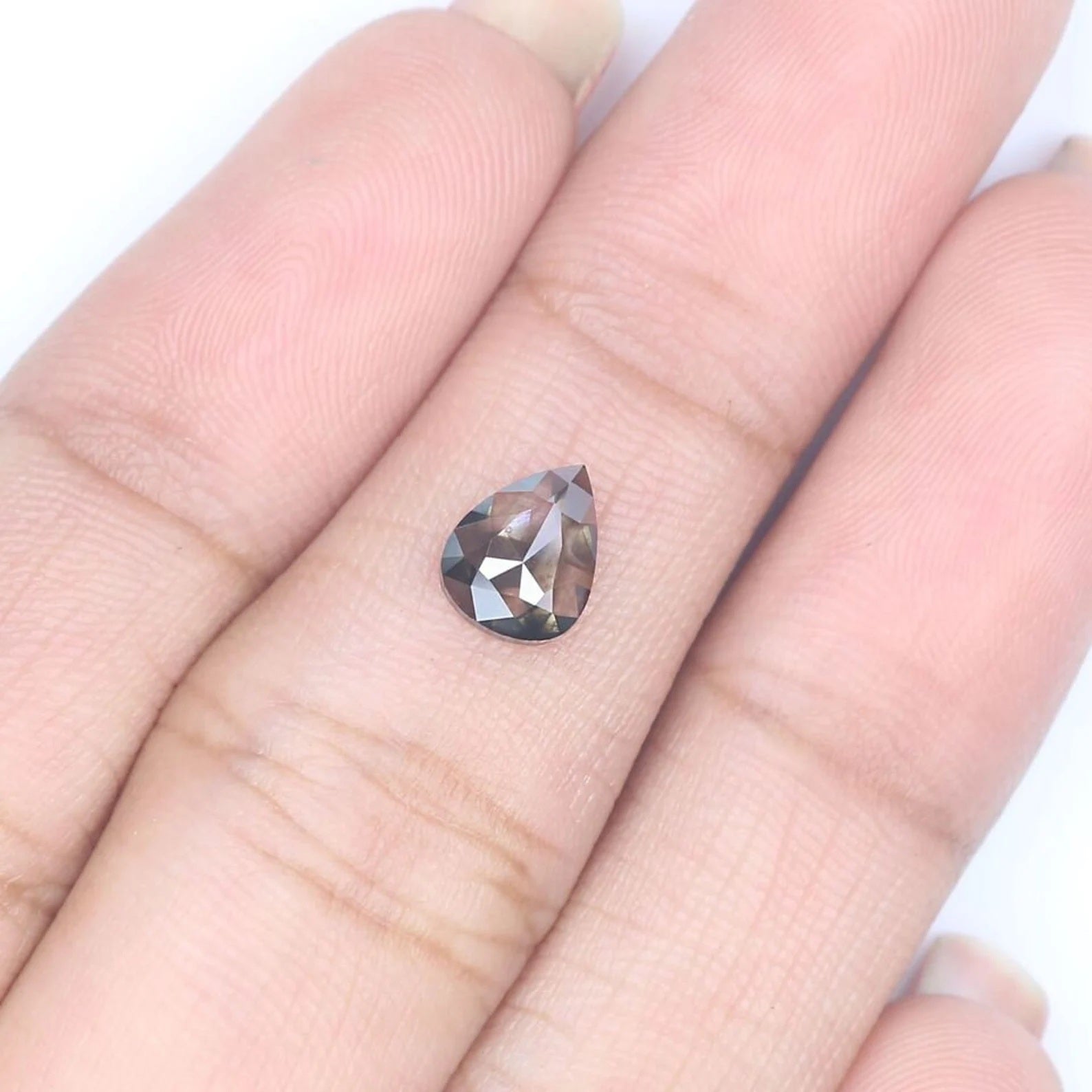 0.72 Ct Natural Loose Pear Shape Diamond Black Brown Color Pear Cut Diamond 7.05 MM Natural Loose Diamond Pear Rose Cut Diamond QN124