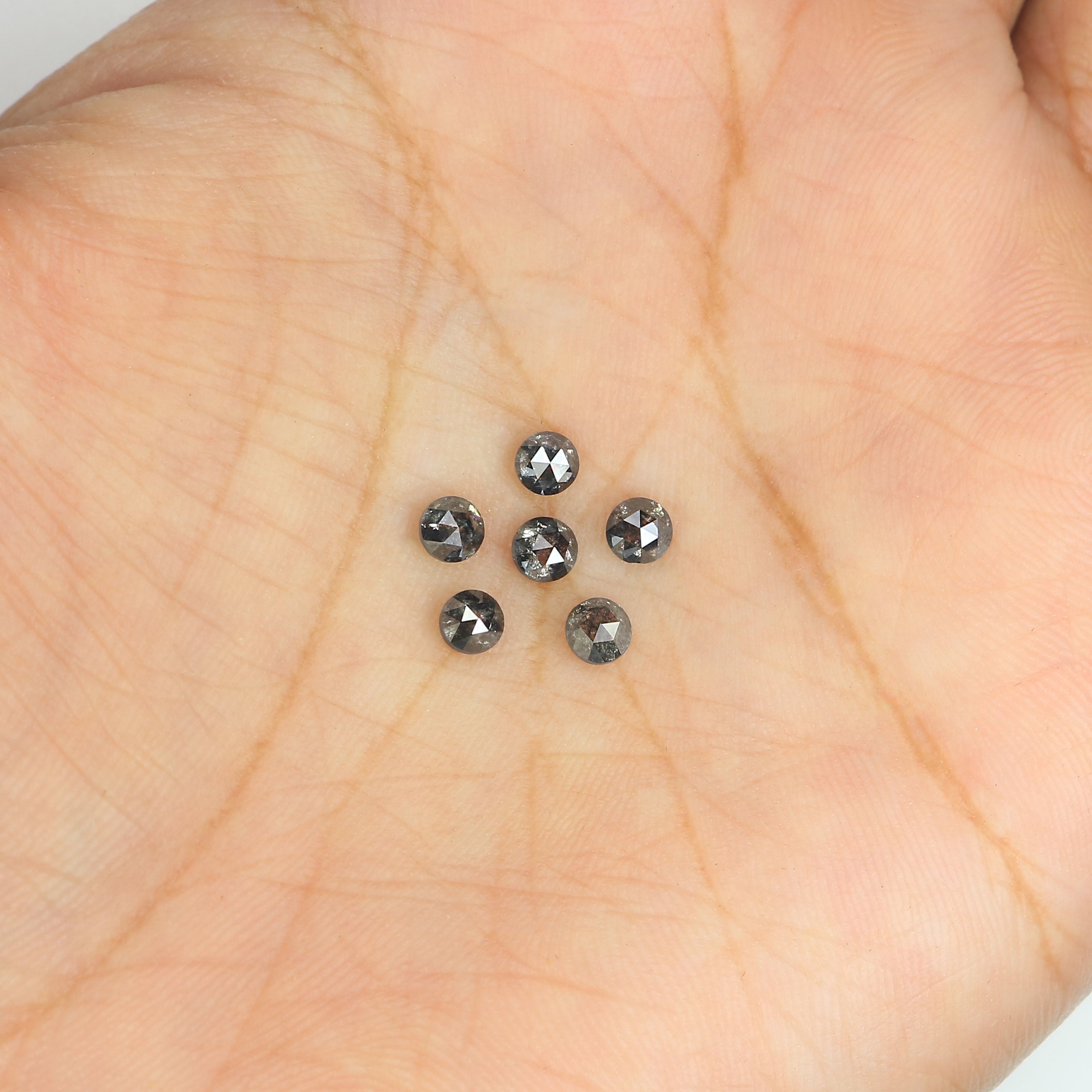 1.17 Ct Natural Loose Round Rose Cut Diamond Salt And Pepper Round Diamond 3.30 MM Natural Black Grey Color Round Rose Cut Diamond QL6222